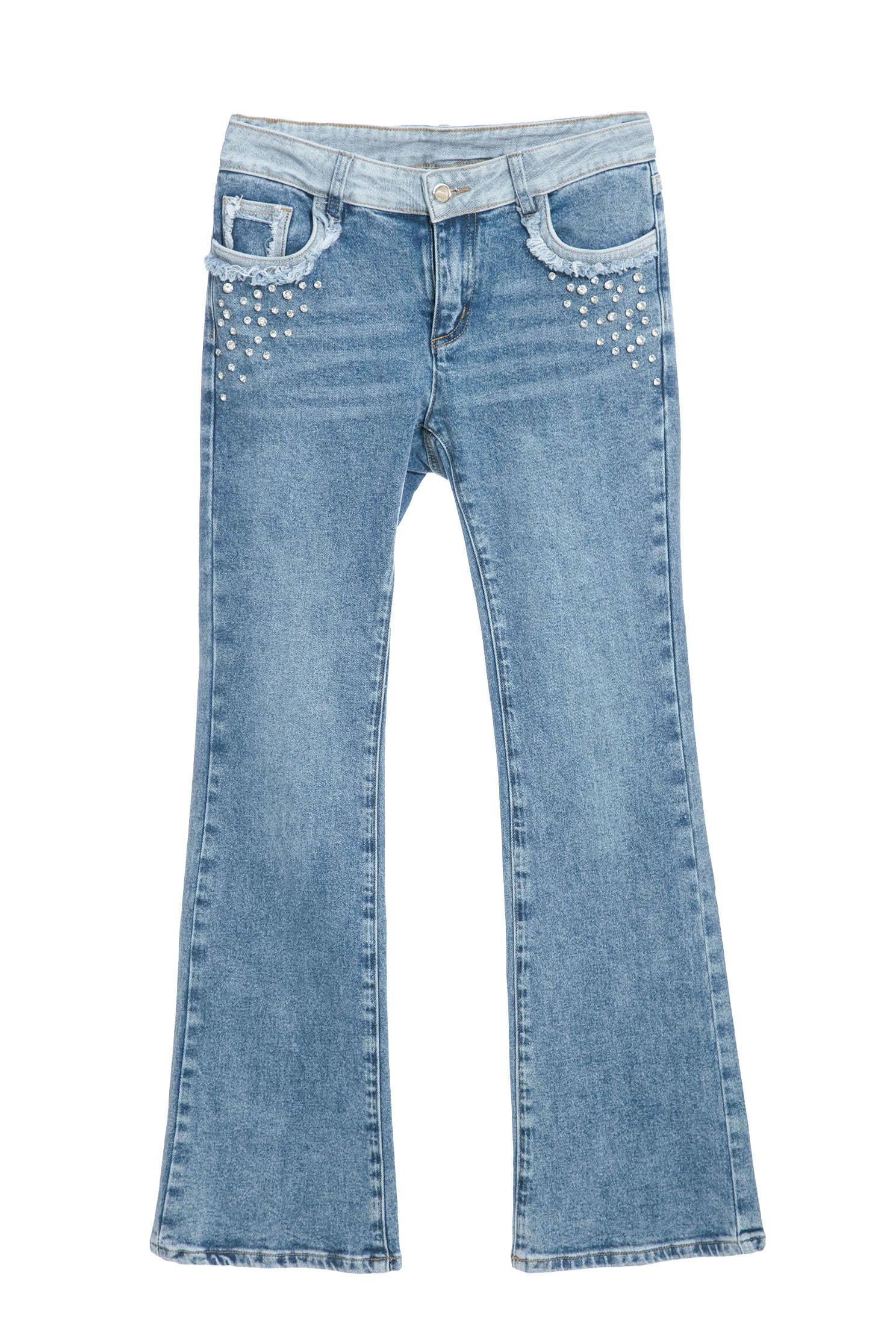 Boot Leg Jeans With Diamonte AppliqueDenim trousers with metal decoration,bestselling,Queen,Season (SS) Look,Denim,Jeans,Denim pants,Cotton,Pants