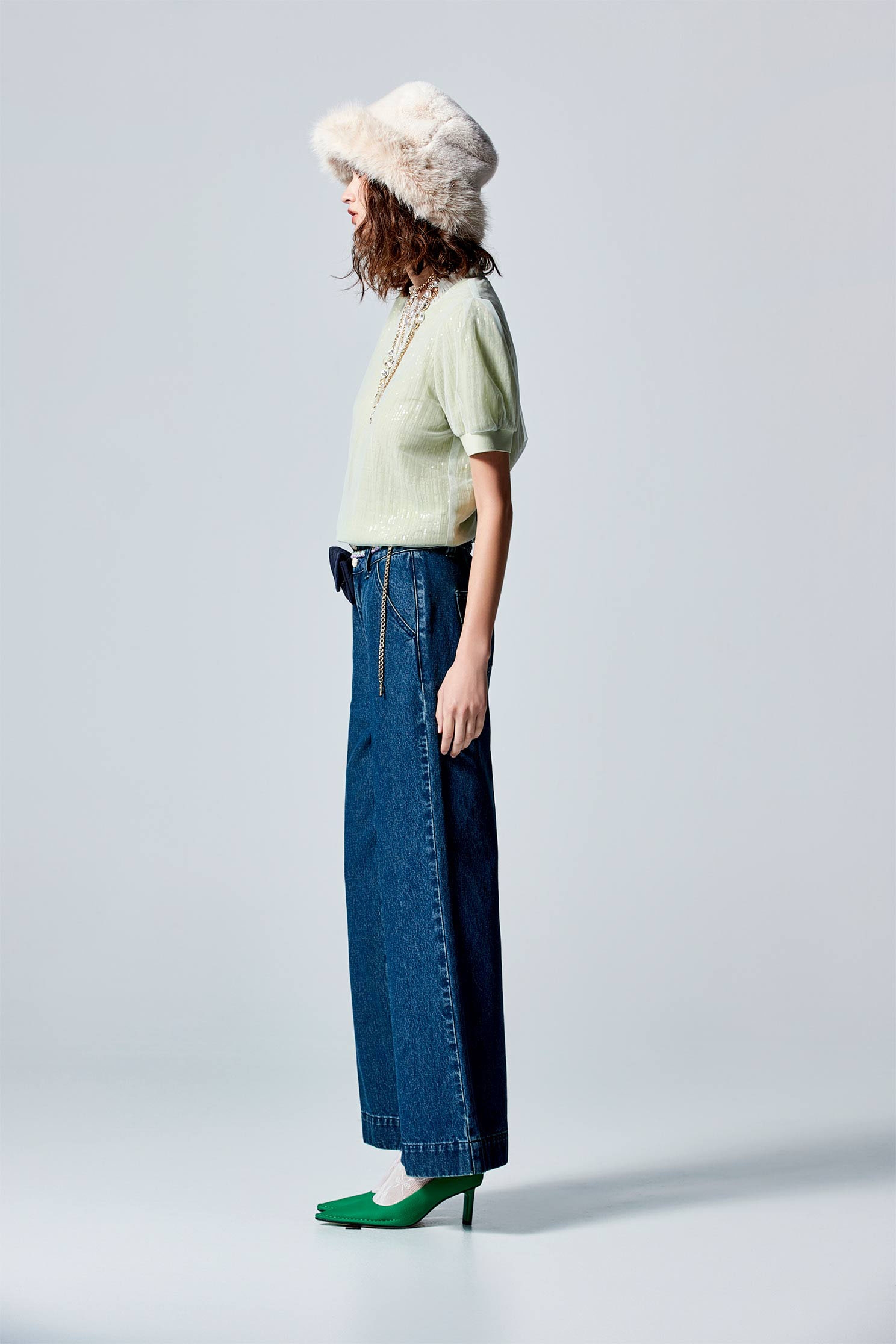 Navy Boot Leg PantsNavy Boot Leg Pants,Culottes,Season (SS) Look,Plaid,Denim,Wide-leg jeans