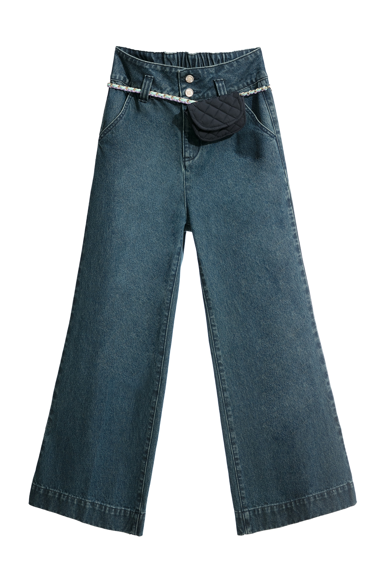 Navy Boot Leg PantsNavy Boot Leg Pants,Culottes,Season (SS) Look,Plaid,Denim,Wide-leg jeans