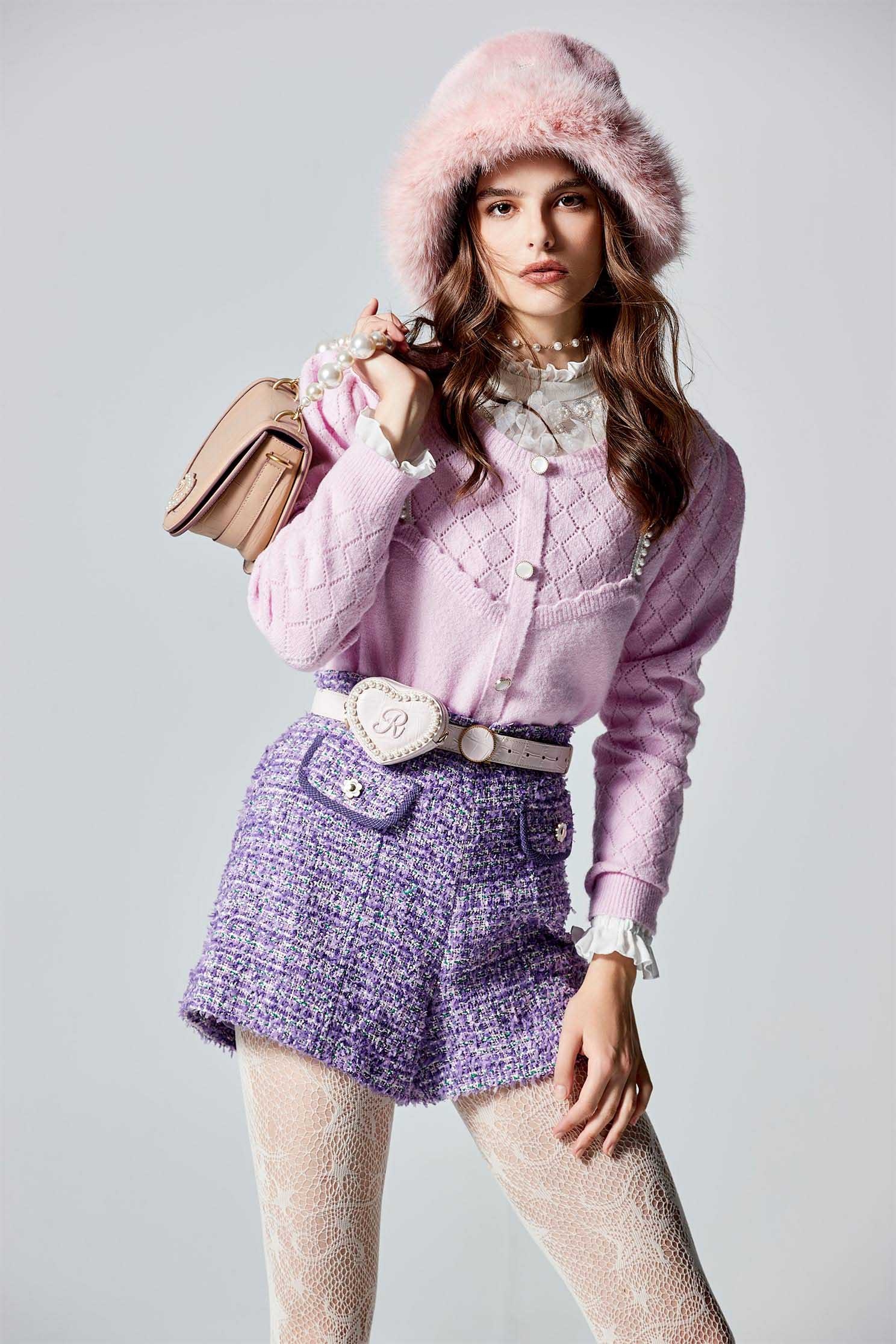 Purple Tweed City ShortsPurple Tweed City Shorts,Season (SS) Look,Shorts