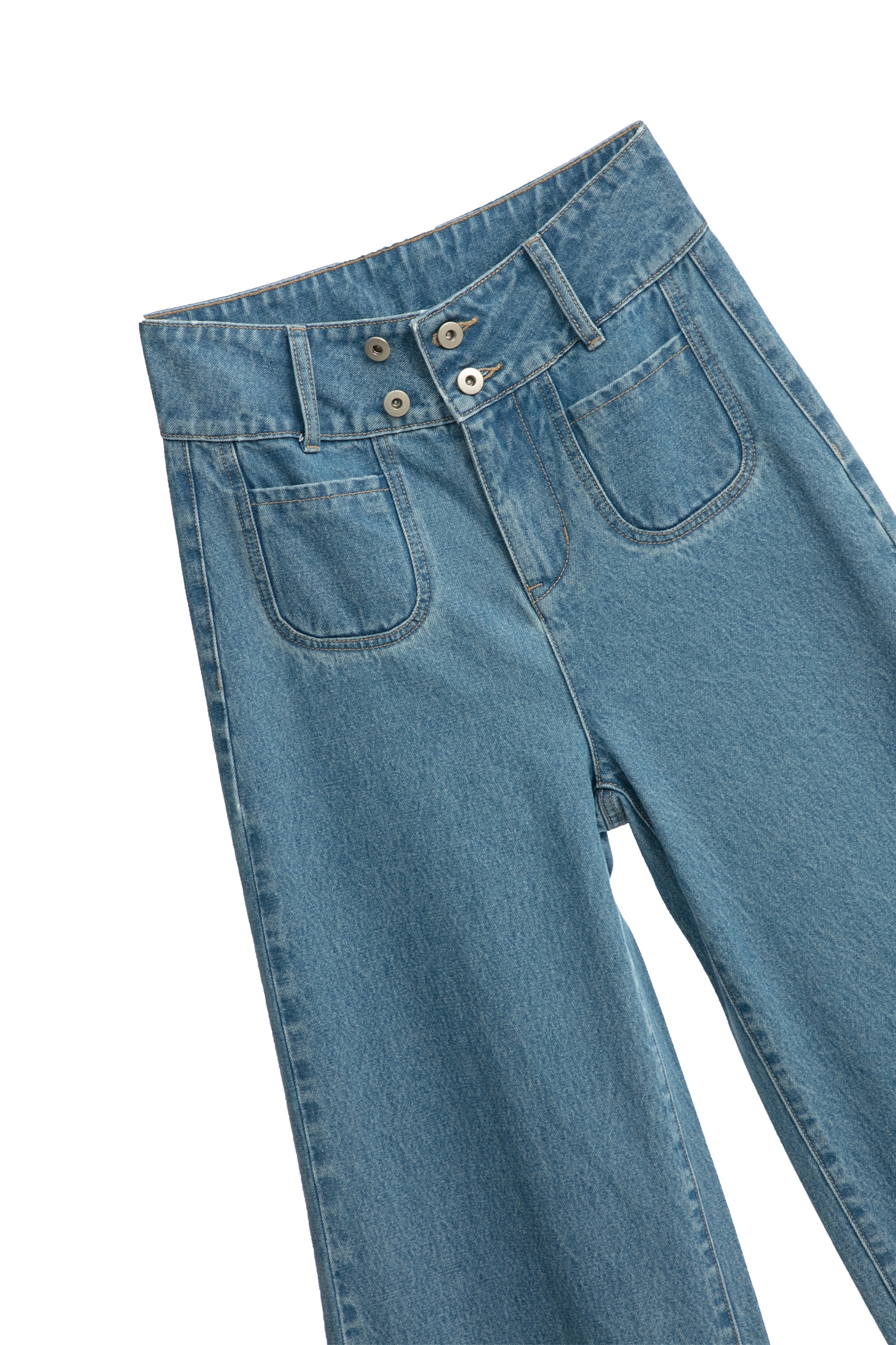 Wide Leg Jeans With Front Patch PocketsWide Leg Jeans With Front Patch Pockets,Culottes,Season (SS) Look,Denim,Denim pants,Cotton,Wide-leg jeans,Pants