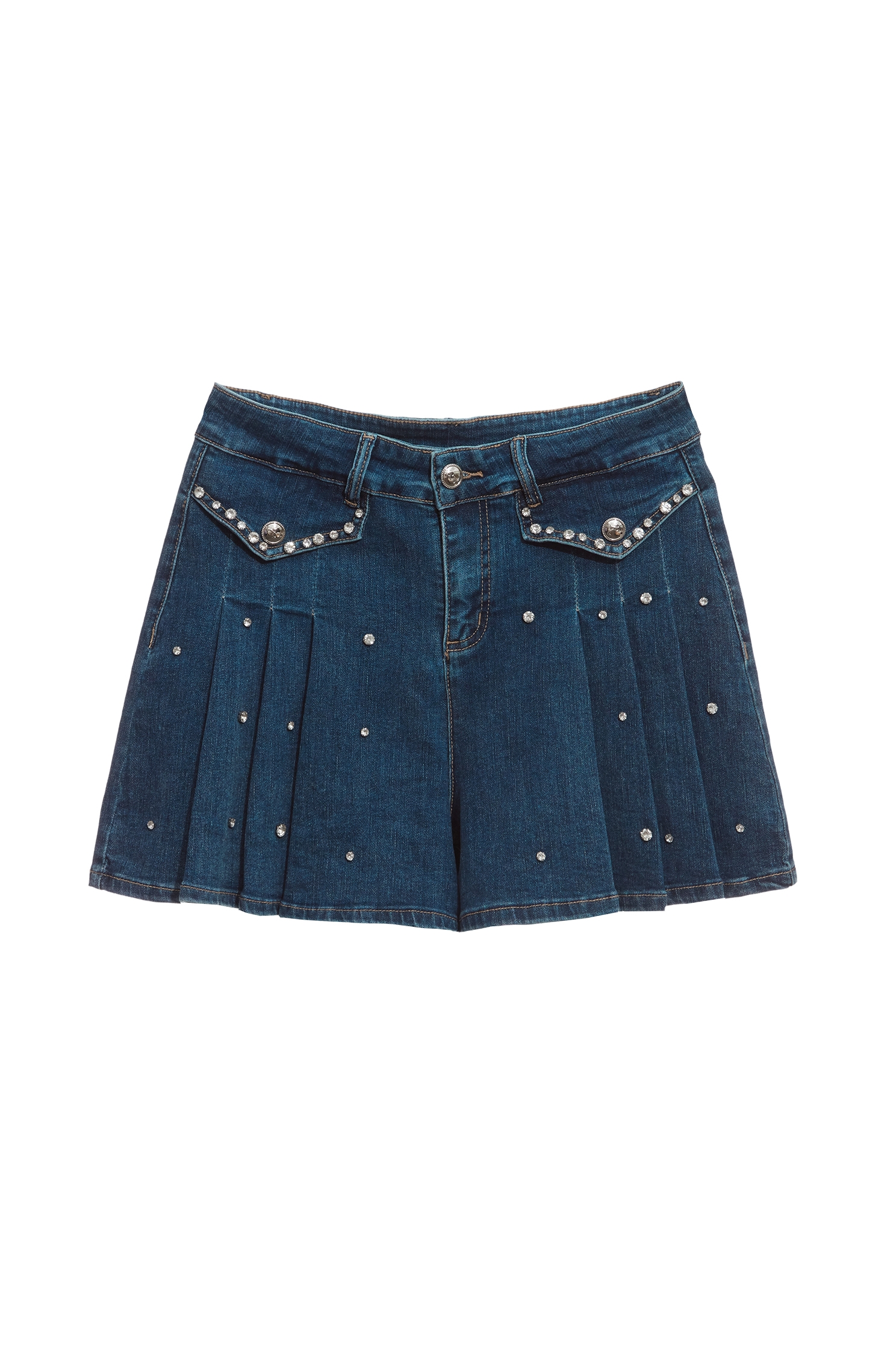 Denim Pleated SkortsDenim Pleated Skorts,Denim,Jeans,Shorts,Season (AW) Look,Skorts