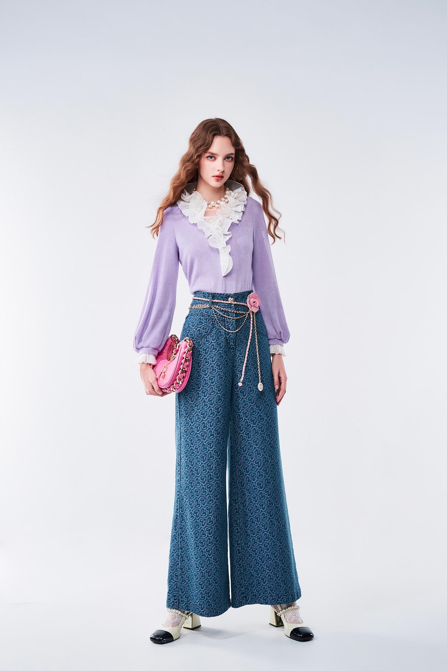 Heart Printed Detail Wide Leg JeansHeart Printed Detail Wide Leg Jeans,Denim,Jeans,Denim pants,Season (AW) Look,Pants