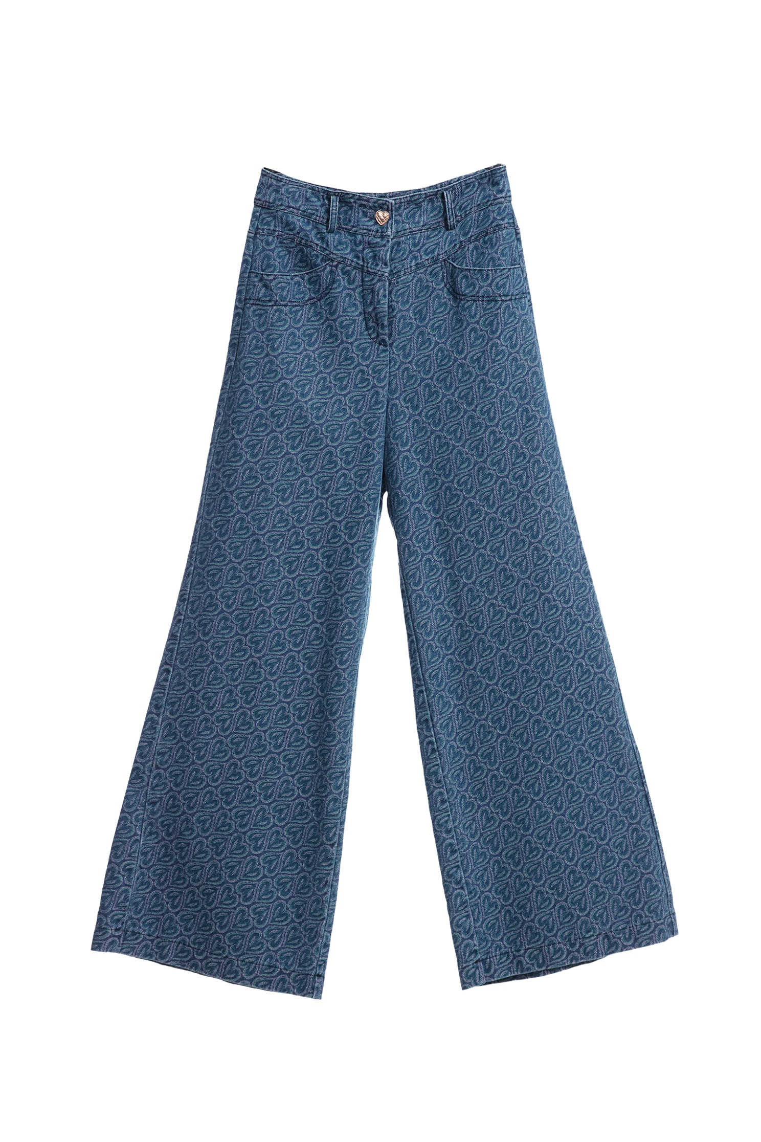 Heart Printed Detail Wide Leg JeansHeart Printed Detail Wide Leg Jeans,Denim,Jeans,Denim pants,Season (AW) Look,Pants