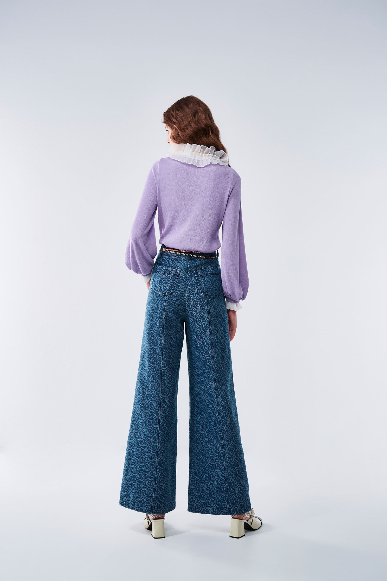 Heart Printed Detail Wide Leg JeansHeart Printed Detail Wide Leg Jeans,Denim,Jeans,Denim pants,Season (AW) Look,Pants