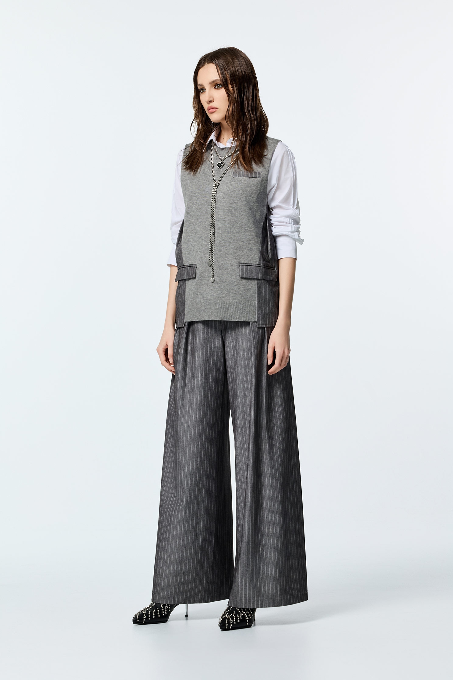 Pinstripe Wide Leg PantsPinstripe Wide Leg Pants,Culottes,Stripe,Season (AW) Look,pants