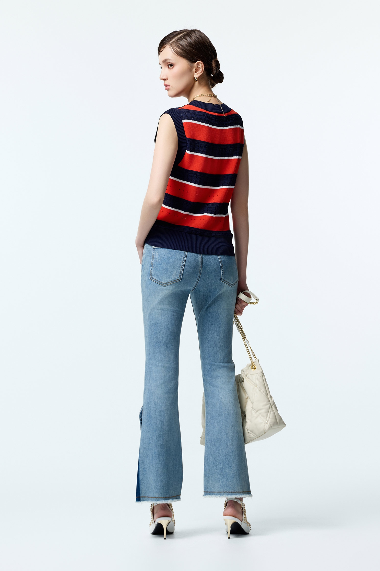 Stylish Hemming Detail Boot Leg JeansStylish Hemming Detail Boot Leg Jeans,Denim,Jeans,Season (AW) Look,pants