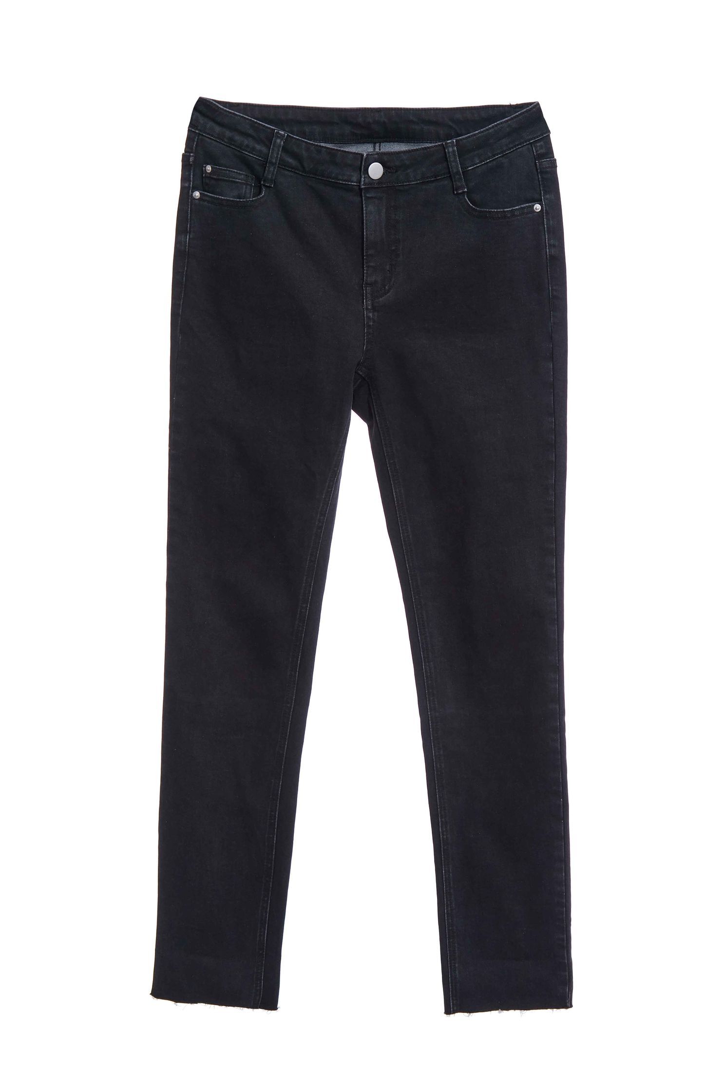 Slim-Fit Black Jeans With Fray HemClassic skinny jeans,Denim,Jeans,Denim pants,Season (AW) Look,Cotton,pants,Pants,Black pants