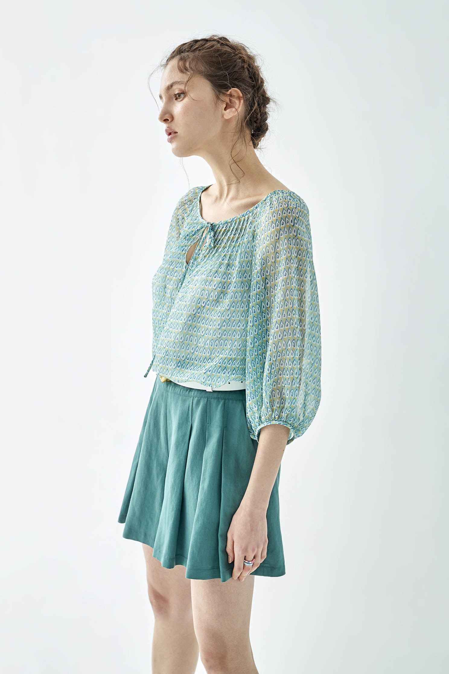 Basic Pleated Casual ShortsAvocado green short skort,Season (SS) Look,Shorts,comfotism,Skorts