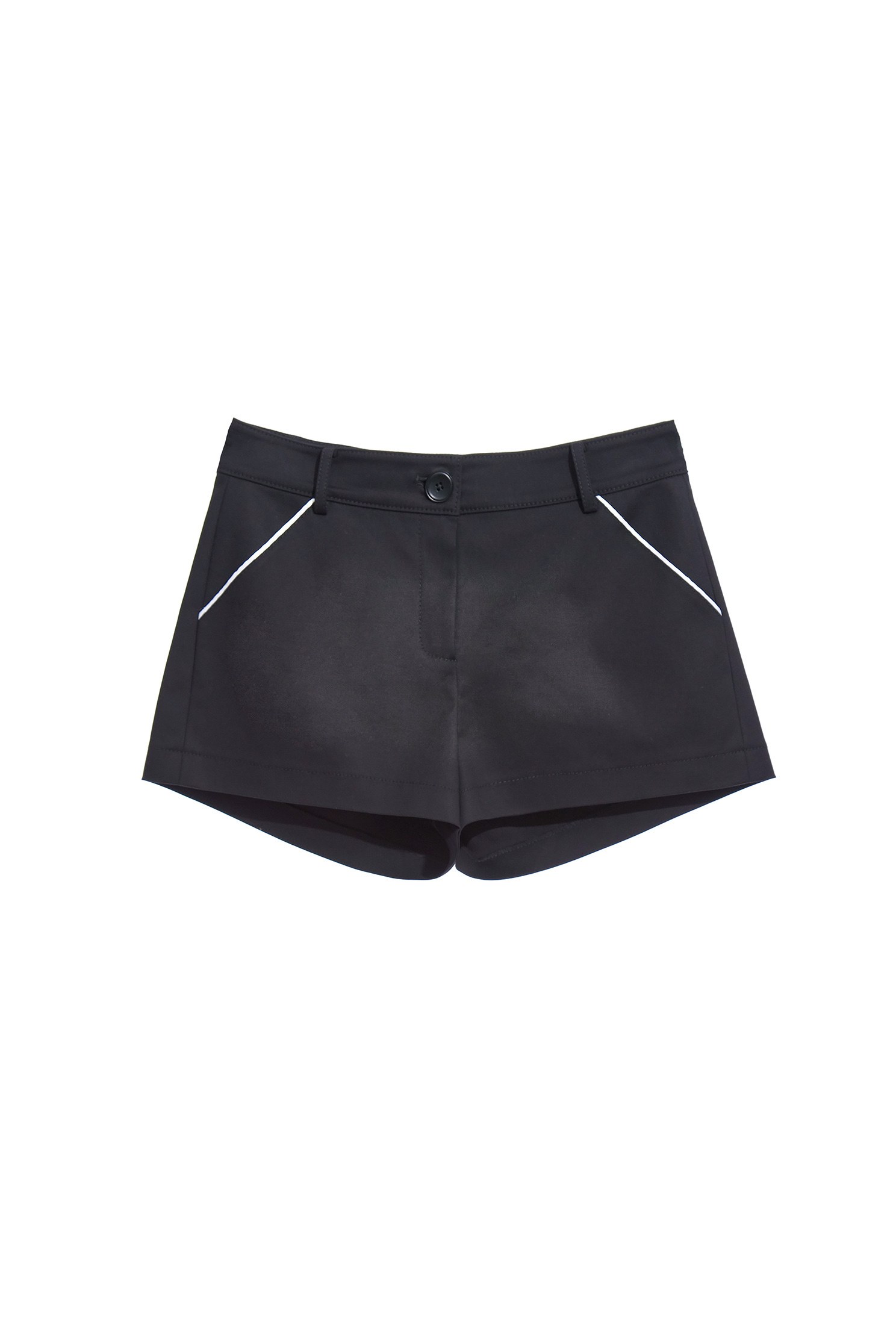 Basic Black Shorts With White Trim Pocket DetailClassic shorts with trimmed pockets,Season (SS) Look,Shorts,comfotism,pants,Black pants