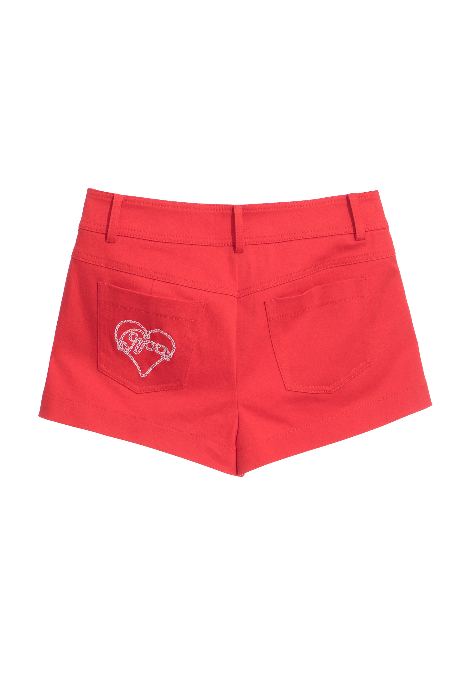 Red Basic Shorts With Embroidered DetailEnchanted red shorts with rope embroidery,Embroidered,Season (SS) Look,mothergift,Shorts