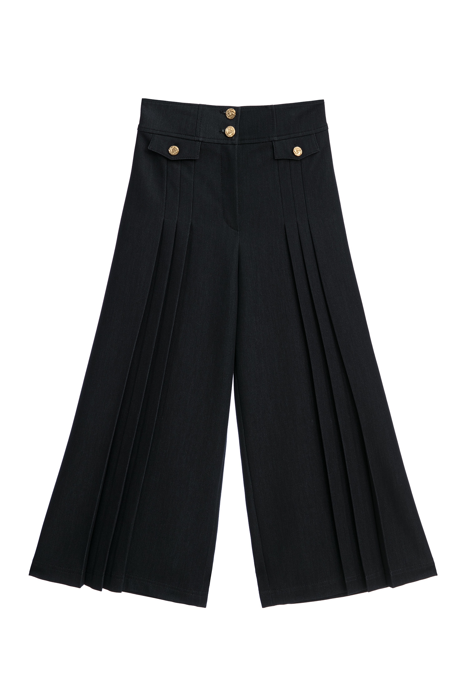 Navy Pleated Wide Leg PantsNavy Pleated Wide Leg Pants,Culottes,Season (SS) Look,Denim,Shorts,Culottes