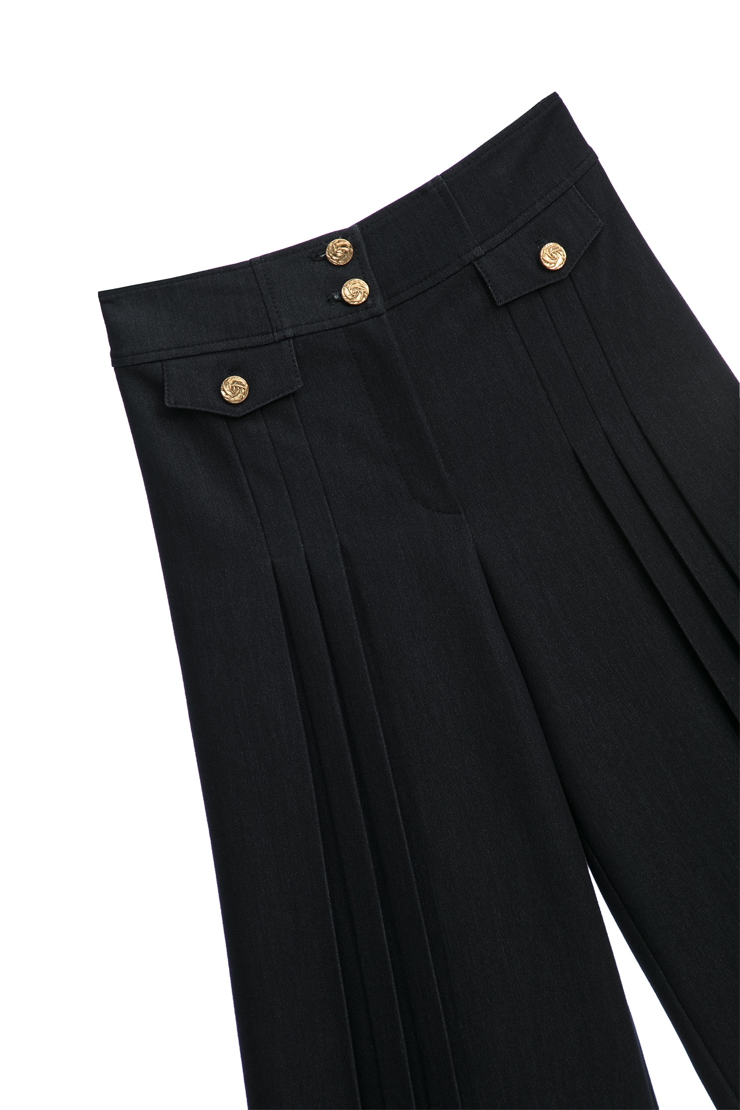 Navy Pleated Wide Leg PantsNavy Pleated Wide Leg Pants,Culottes,Season (SS) Look,Denim,Shorts,Culottes