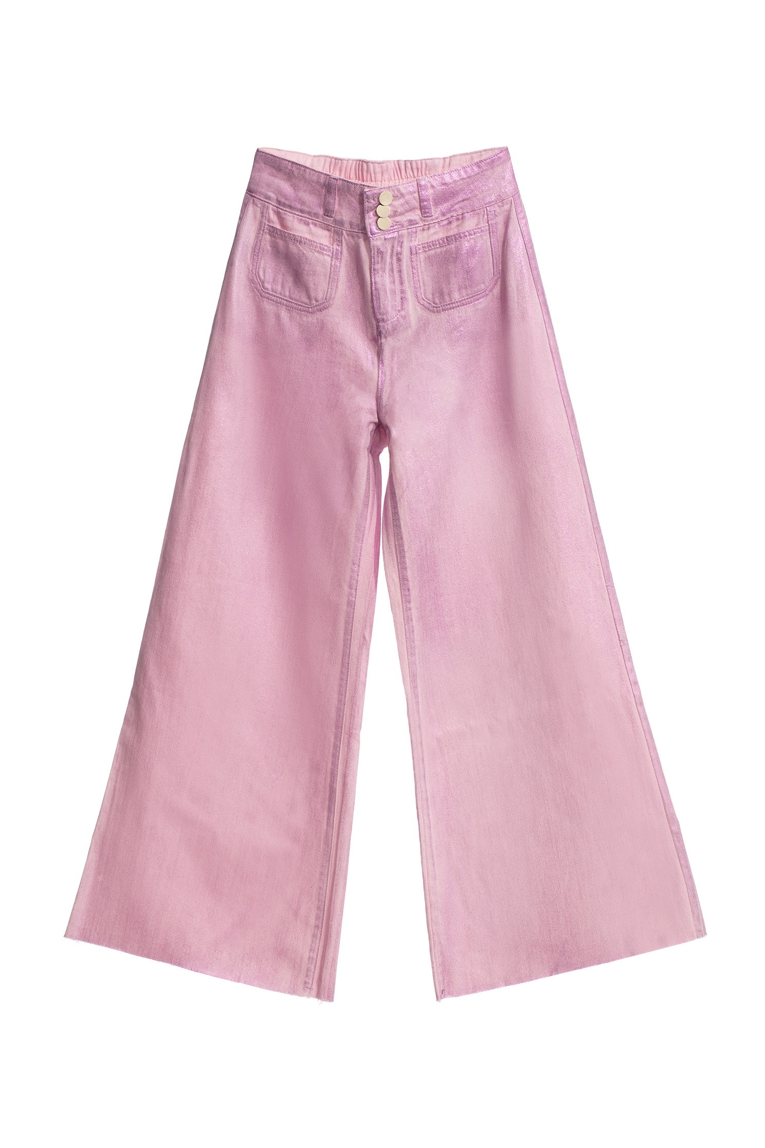 Metallic Foil Pattern Pink JeansMetallic Foil Pattern Pink Jeans,Season (SS) Look,Denim,Denim pants,Cotton,Wide-leg jeans,Pants