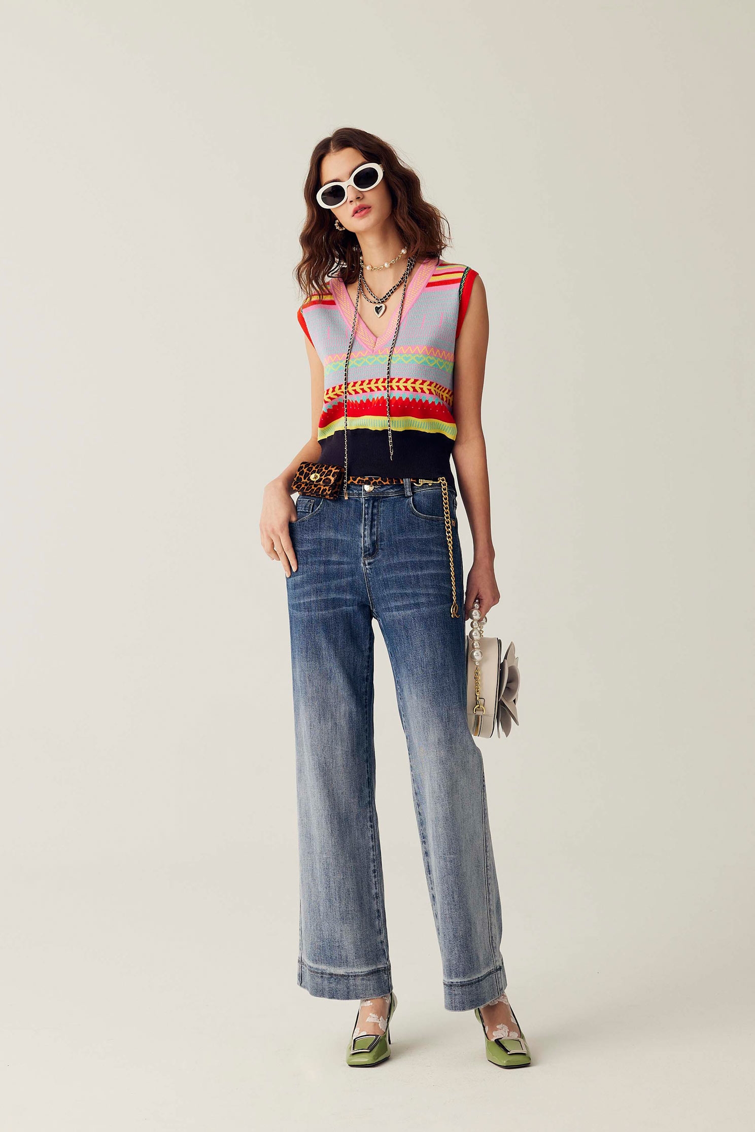 Two Tone Wide Leg JeansTwo Tone Wide Leg Jeans,Season (SS) Look,Denim,Jeans,Wide-leg jeans