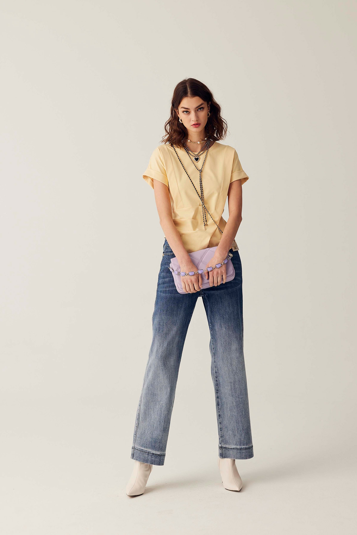 Two Tone Wide Leg JeansTwo Tone Wide Leg Jeans,Season (SS) Look,Denim,Jeans,Wide-leg jeans