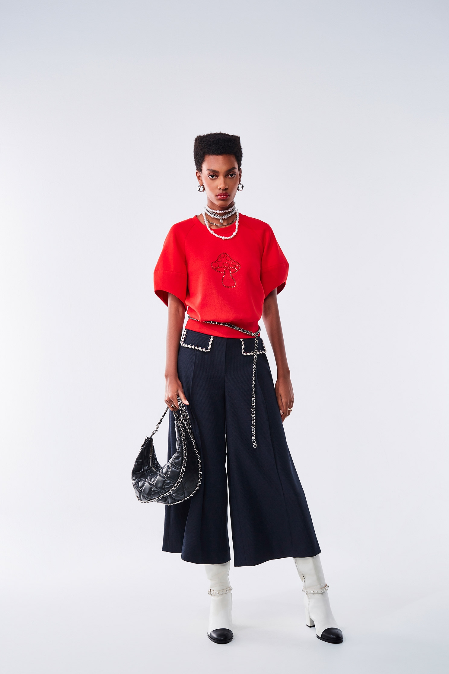 Wide Leg Navy Pants With Front Pocket FlapWide Leg Navy Pants With Front Pocket Flap,Culottes,Season (AW) Look,Culottes