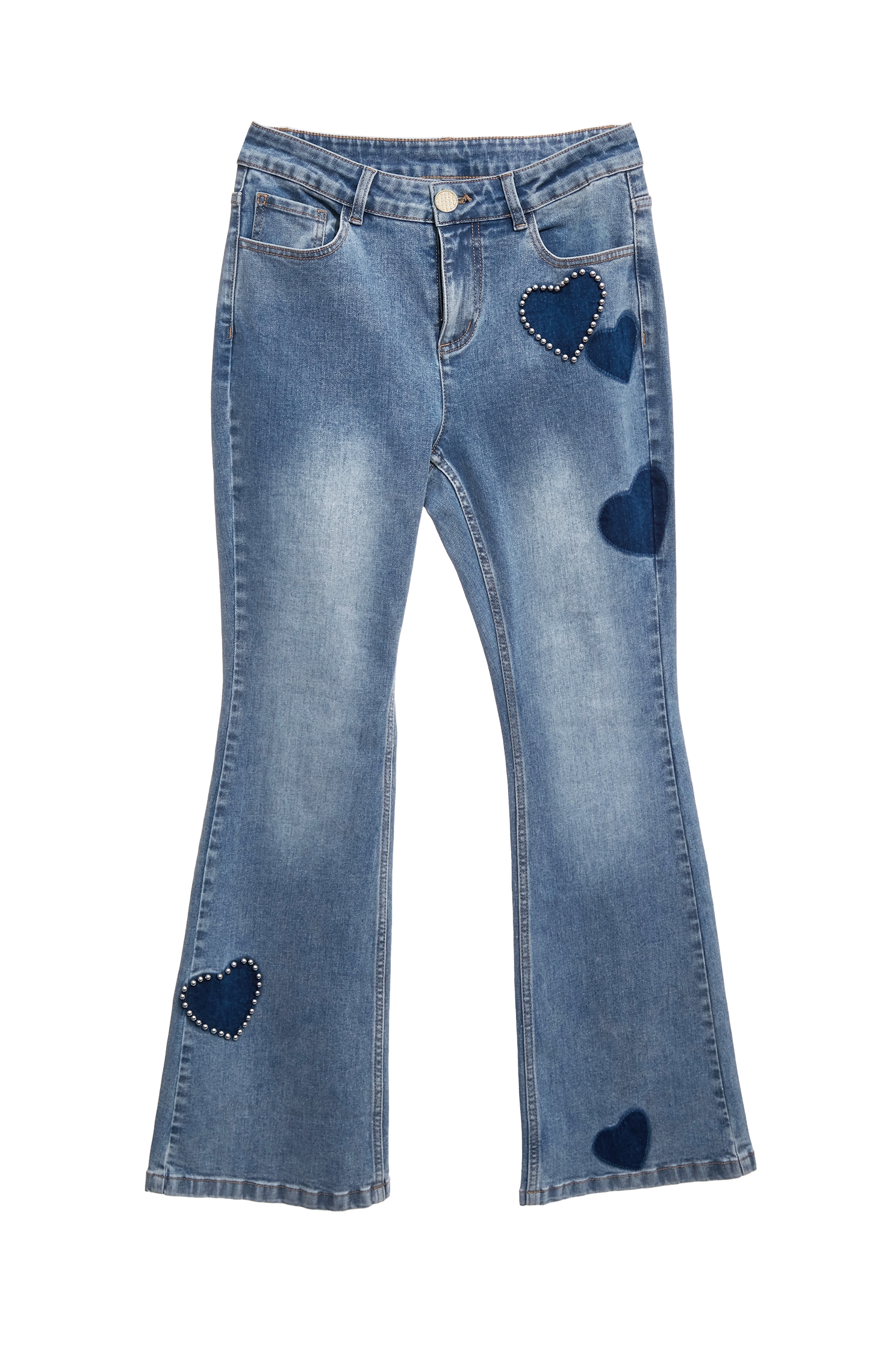 Heart Patch Detail Boot Leg JeansHeart Patch Detail Boot Leg Jeans,Denim,Jeans,Season (AW) Look,pants