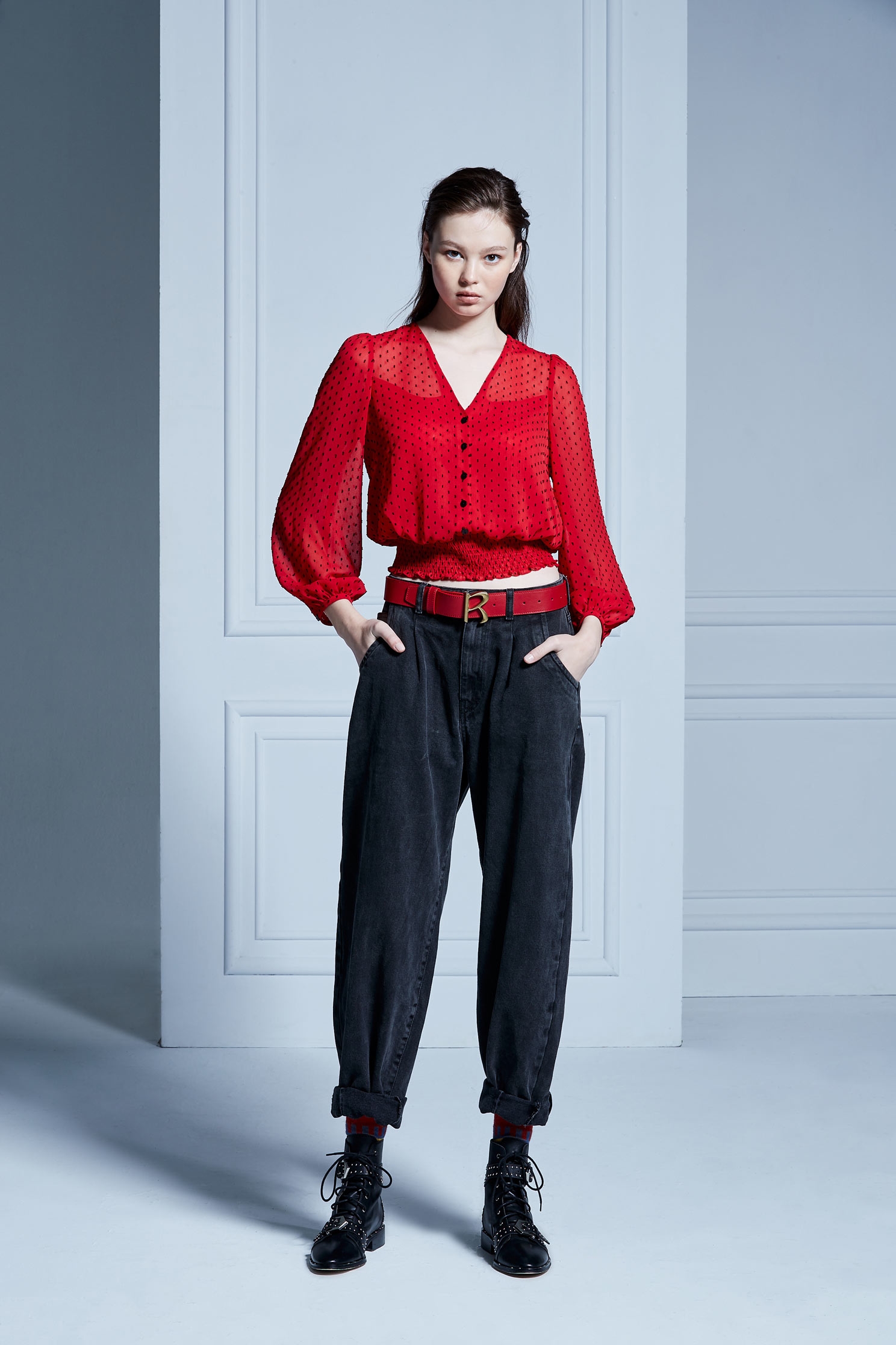 High Waist Boyfriend PantsDot-belted trousers,Rayon,dotcollection,Season (AW) Look,Skinny pants,Skinny pants,Pants,Black pants,Black trousers