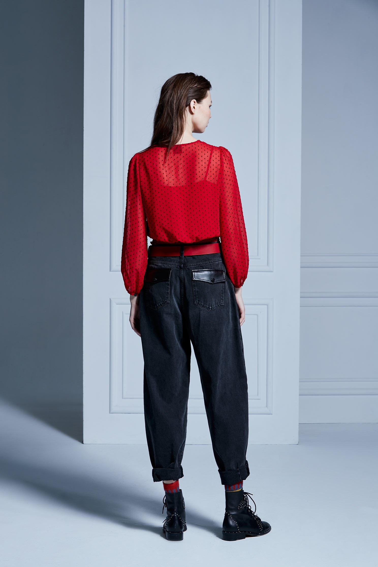 High Waist Boyfriend PantsDot-belted trousers,Rayon,dotcollection,Season (AW) Look,Skinny pants,Skinny pants,Pants,Black pants,Black trousers