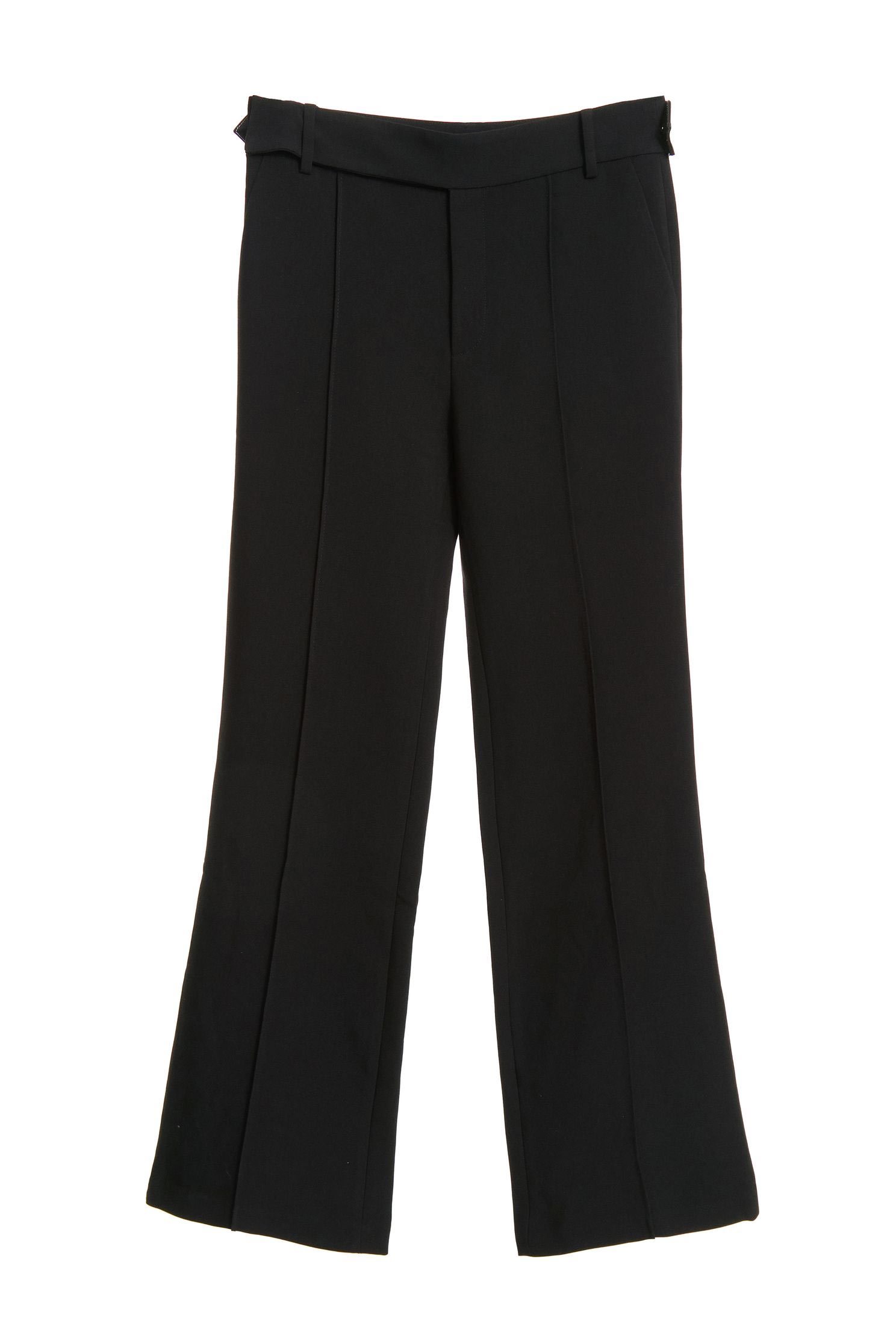 Leather strap trim trousersLeather strap trim trousers,Bell-bottoms,Rayon,Leather,Season (AW) Look,i Select,Bell-bottoms,Pants,Slim pants,Black trousers