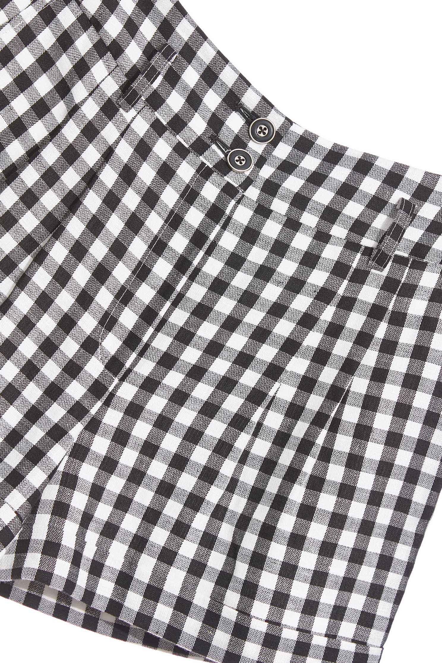 Checkered Shorts With Fold-Up CuffsShorts with small checked print,Office Looks,Season (SS) Look,Plaid,Shorts,Back To Classic,upperclass,Back To B/W