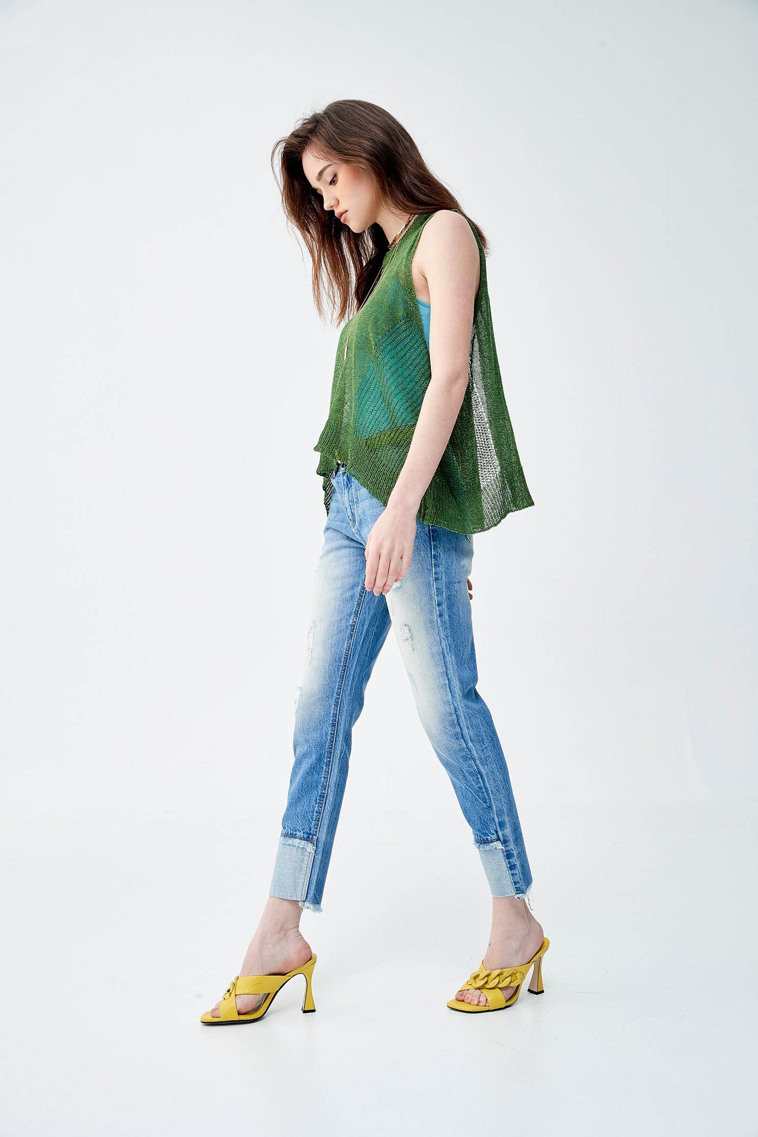 Slim-Fit Distress Jeans With Contrast HemJeans with asymmetrical tailoring,Season (SS) Look,Denim,Jeans