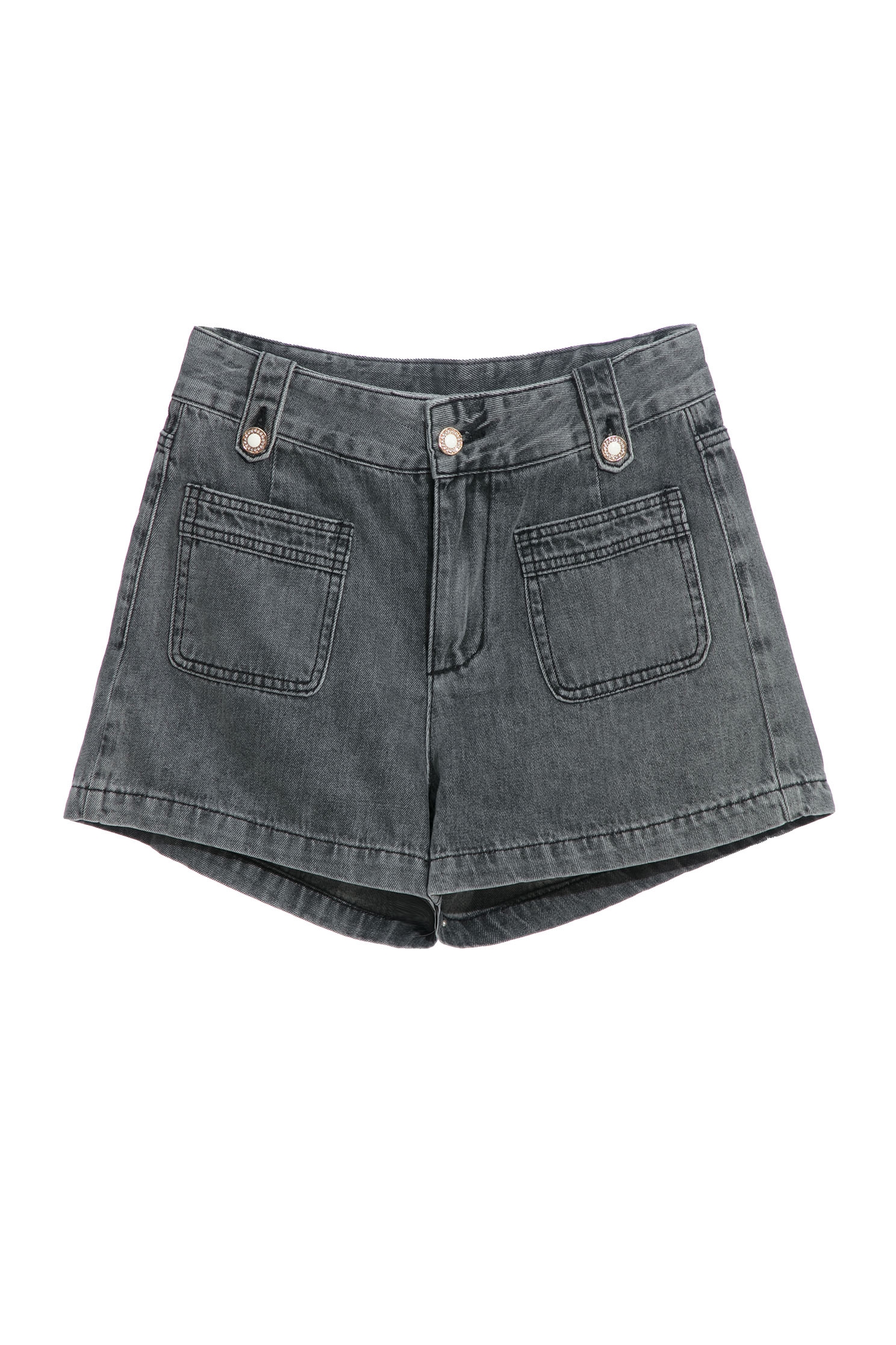 Basic Grey Denim ShortsDenim shorts with decorative waist tab,Season (SS) Look,Denim,Denim shorts,Jeans,Shorts,Cotton