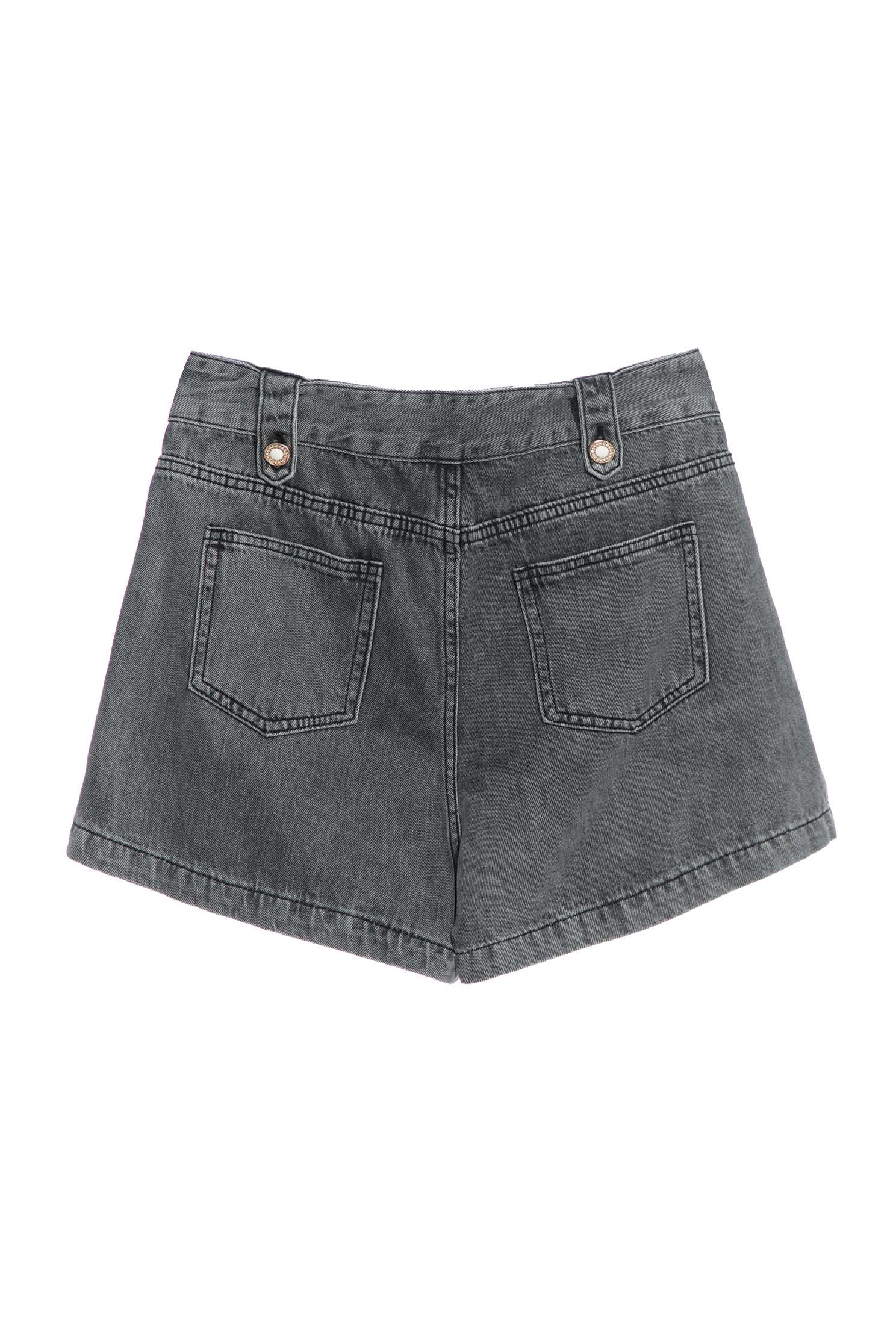 Basic Grey Denim ShortsDenim shorts with decorative waist tab,Season (SS) Look,Denim,Denim shorts,Jeans,Shorts,Cotton