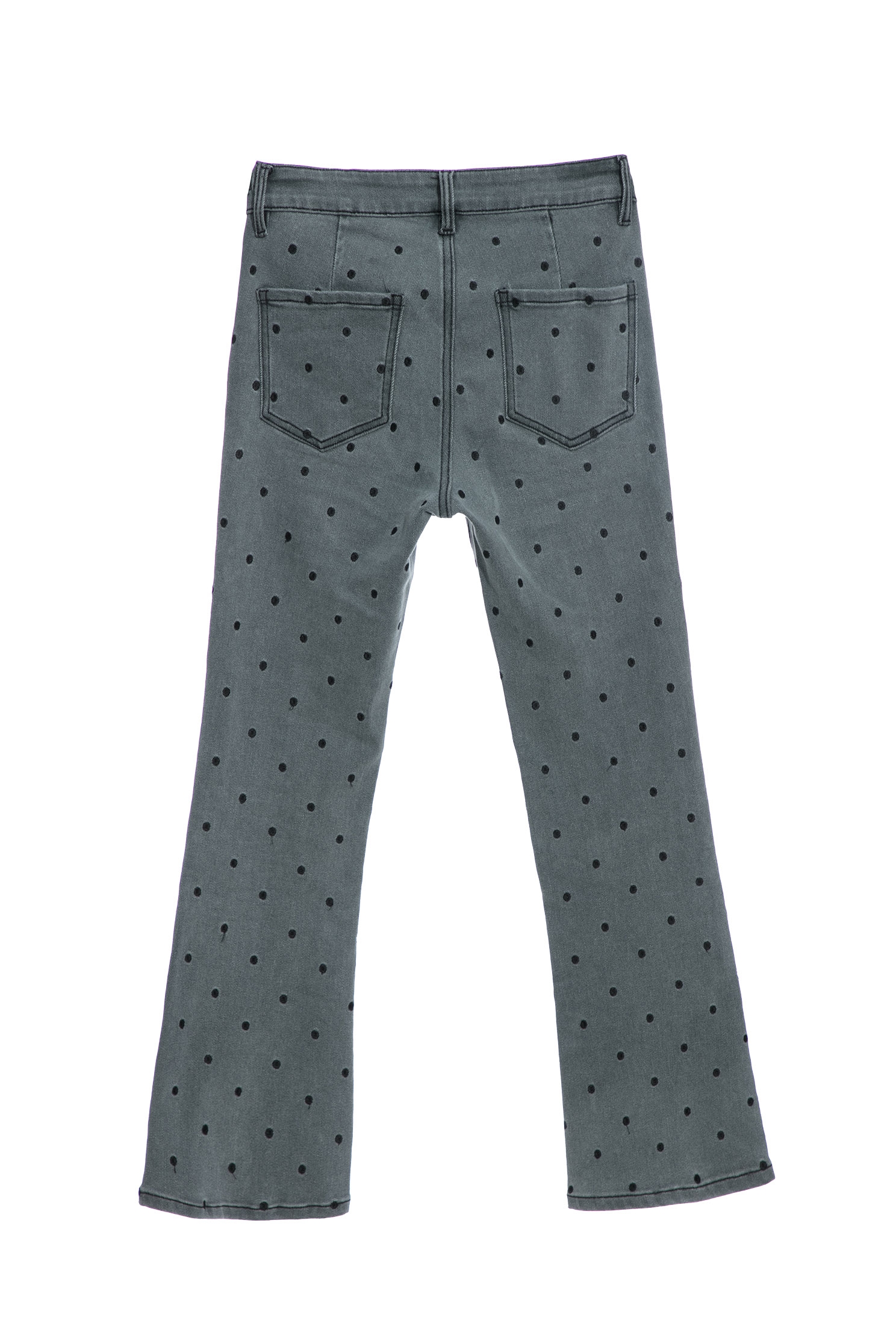 Polka Dot Boot Leg JeansJeans with dotted embroidery,Embroidered,Season (SS) Look,Denim,Jeans,Cotton,Pants