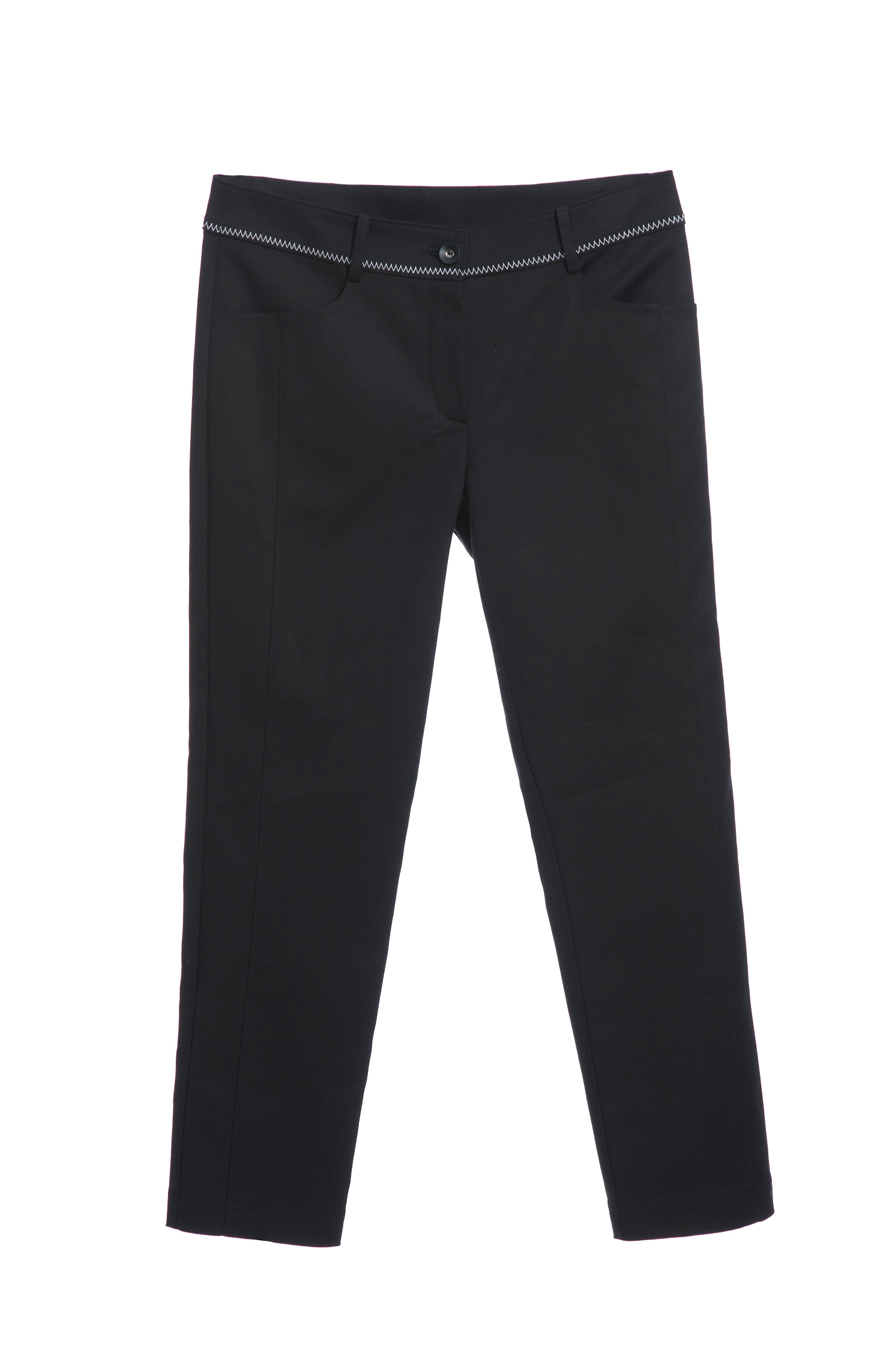 Slim Fit Basic Black Pants With Contrast Stitching DetailCropped pants with embroidered waist design,Season (SS) Look,Skinny pants,Skinny pants