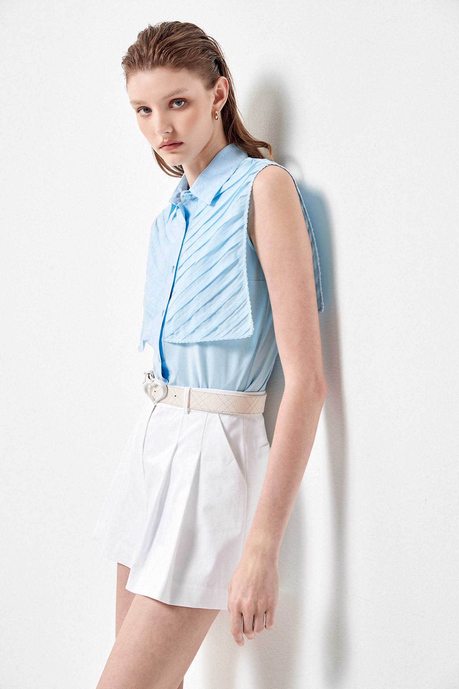 Basic Front Pleated ShortsClassic folded skort,Season (SS) Look,Shorts,Skorts