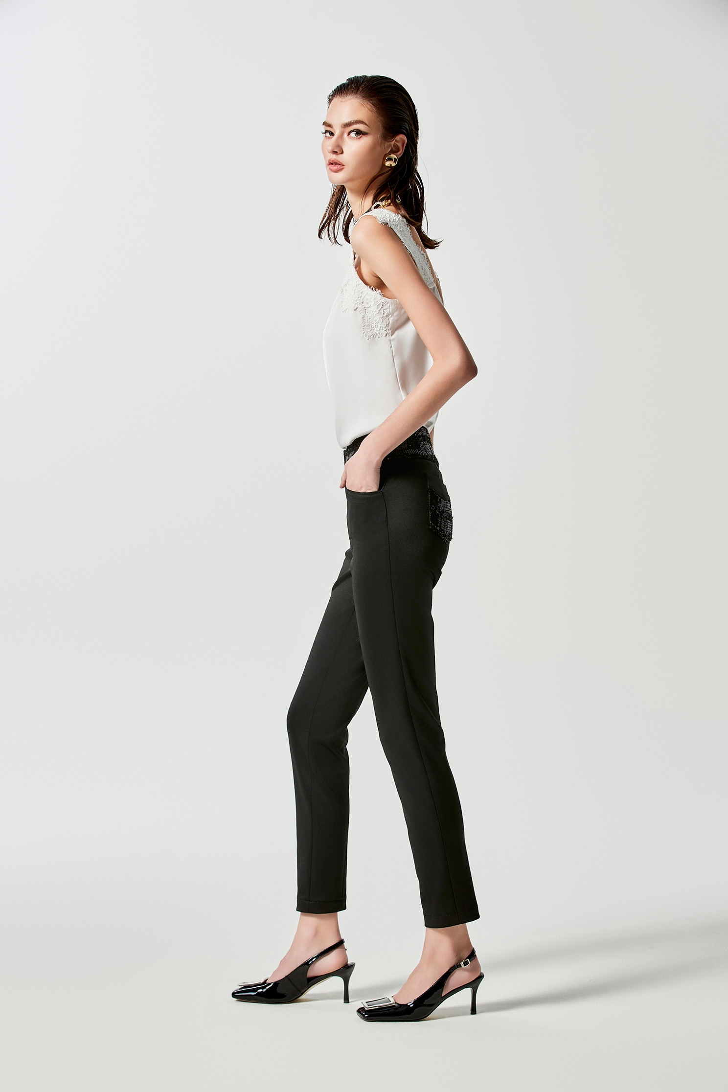 Sequin Slim Fit Black PantsSequin Slim Fit Black Pants,Season (SS) Look,Skinny pants,Skinny pants,Tailored pants,Pants