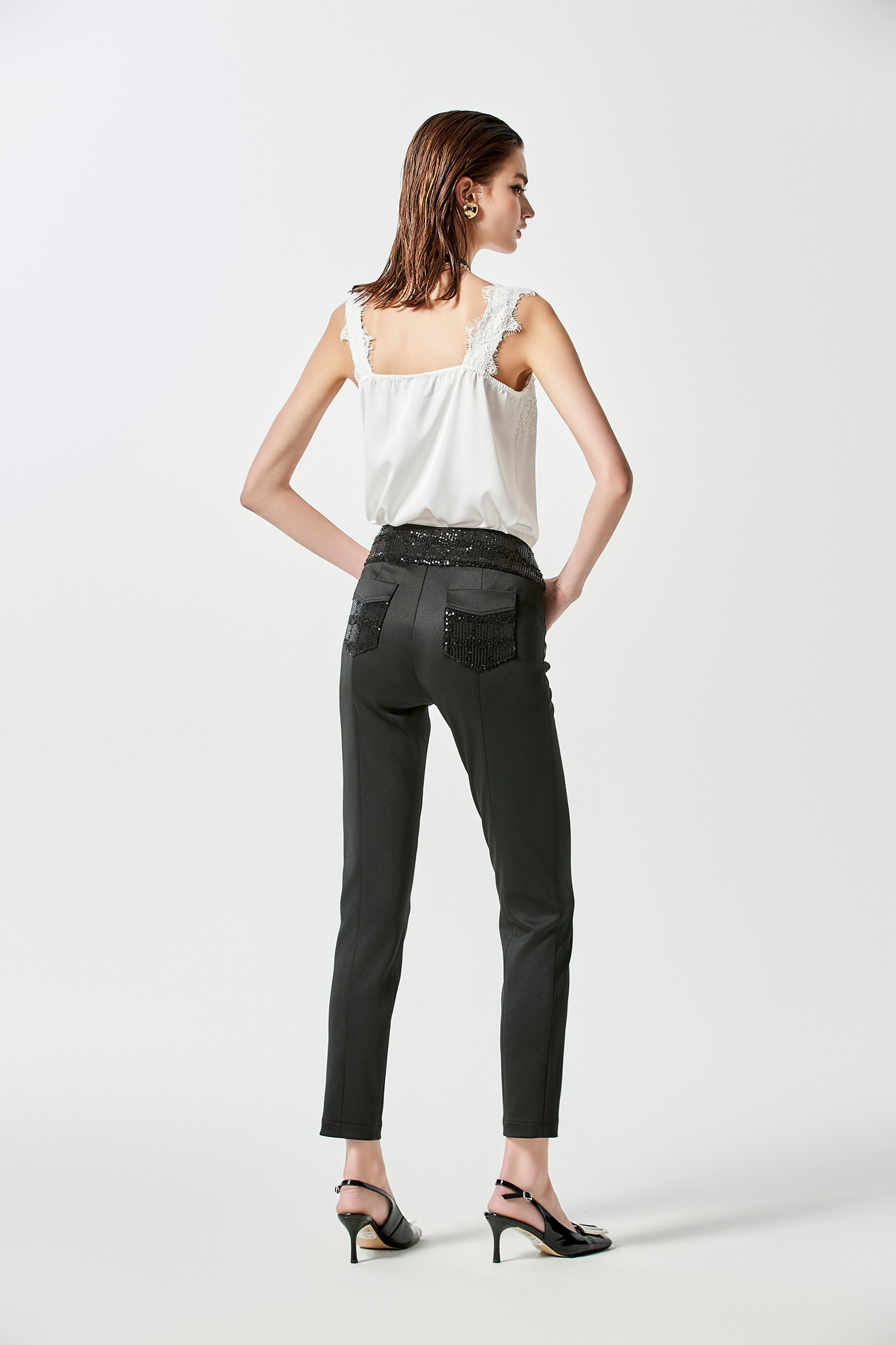 Sequin Slim Fit Black PantsSequin Slim Fit Black Pants,Season (SS) Look,Skinny pants,Skinny pants,Tailored pants,Pants