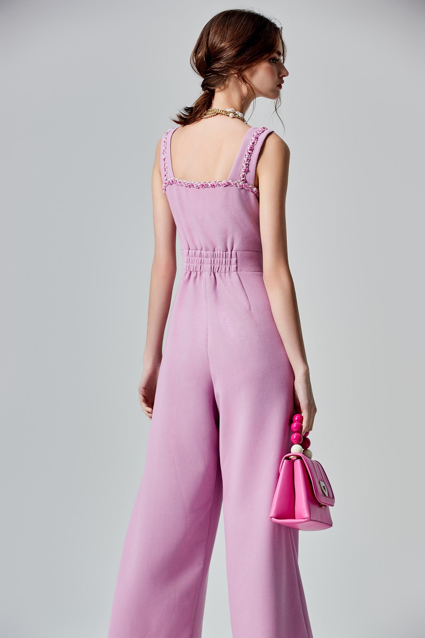 Braided Trim Detail Sleeveless JumpsuitBraided Trim Detail Sleeveless Jumpsuit,Season (SS) Look,Jumpsuits,Pants