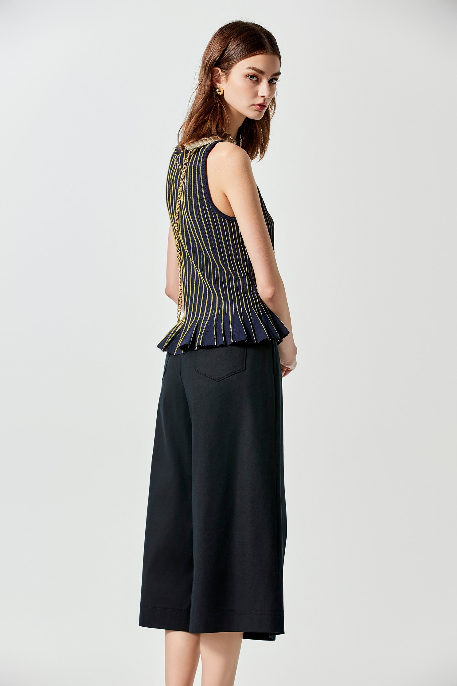 Front Pleat Navy Wide Leg PantsFront Pleat Navy Wide Leg Pants,Culottes,Season (SS) Look,Shorts,Culottes