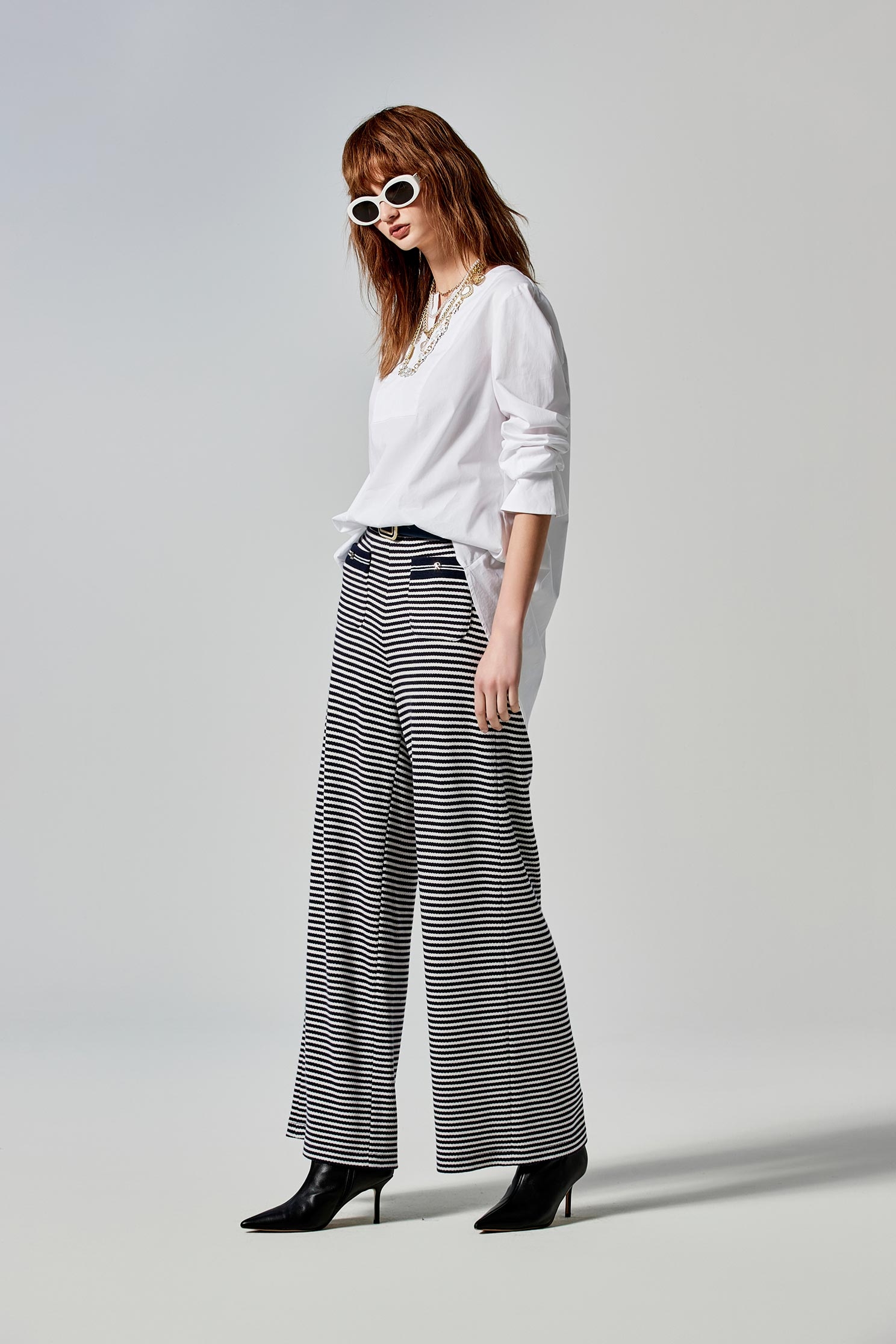 Elastic Waist Stripe Print PantsElastic Waist Stripe Print Pants,Culottes,Season (SS) Look,Embroidered,Culottes,Knitted