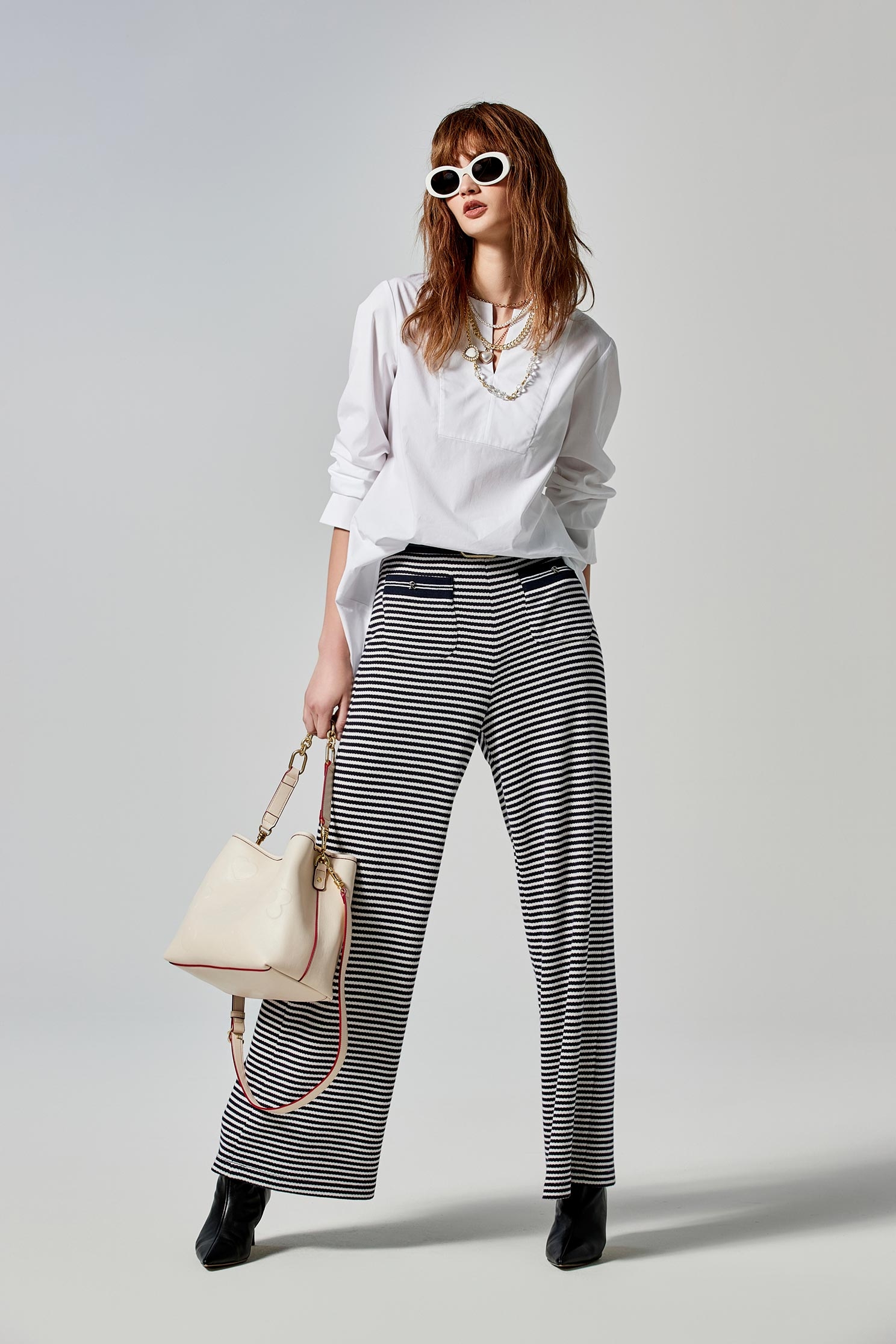 Elastic Waist Stripe Print PantsElastic Waist Stripe Print Pants,Culottes,Season (SS) Look,Embroidered,Culottes,Knitted