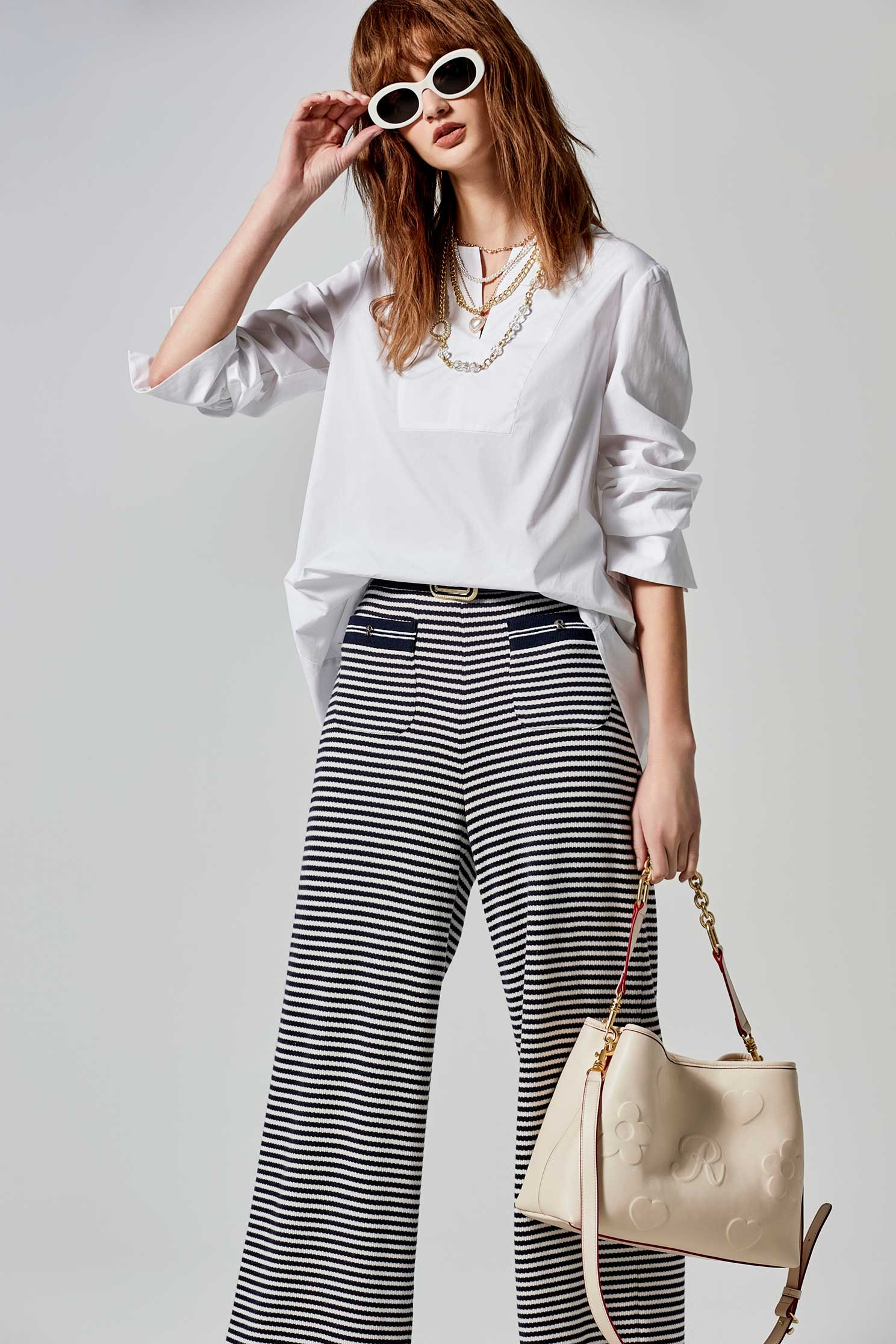 Elastic Waist Stripe Print PantsElastic Waist Stripe Print Pants,Culottes,Season (SS) Look,Embroidered,Culottes,Knitted