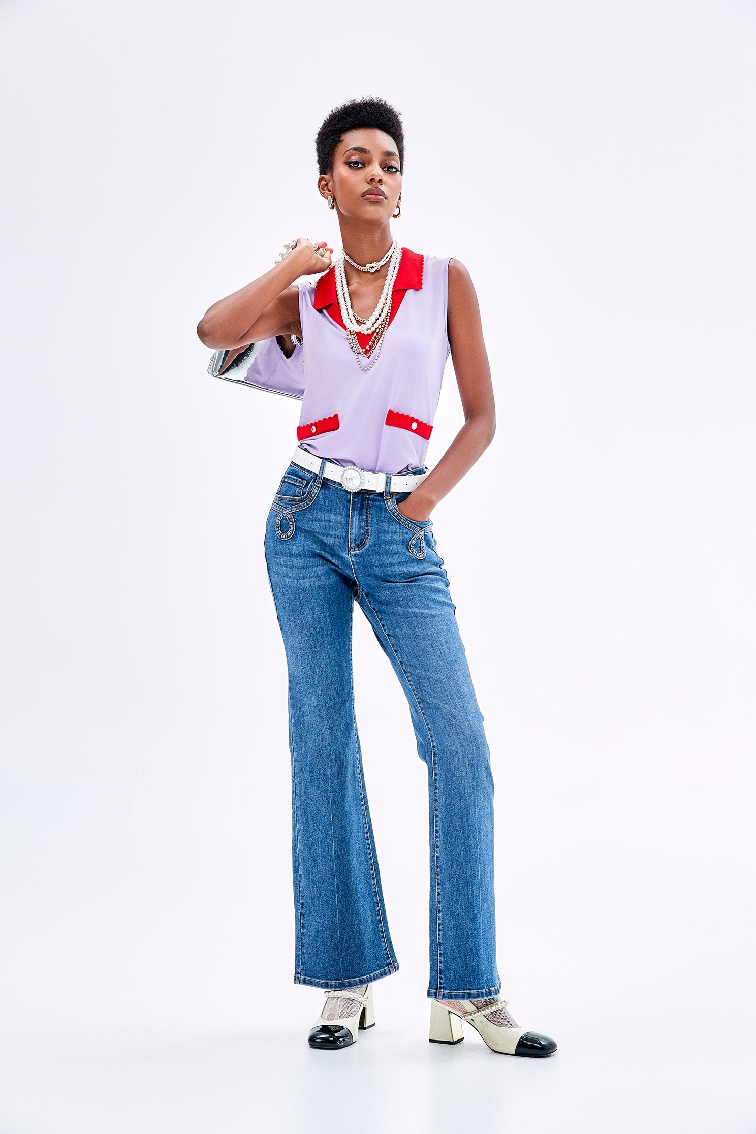 Knot Detail Boot Leg JeansKnot Detail Boot Leg Jeans,Bell-bottoms,Season (SS) Look,Denim,Jeans,Denim pants,Bell-bottoms,Pants