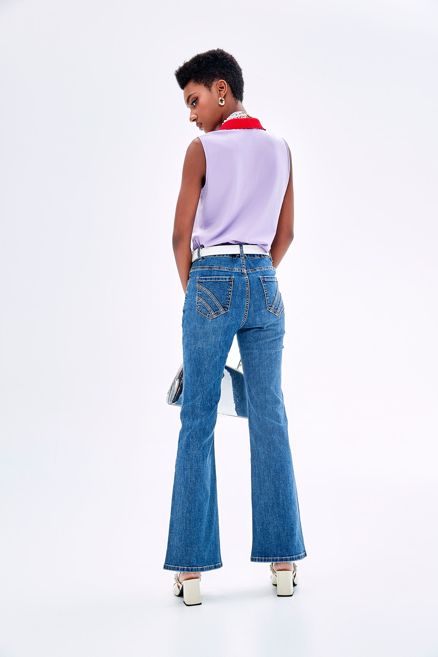 Knot Detail Boot Leg JeansKnot Detail Boot Leg Jeans,Bell-bottoms,Season (SS) Look,Denim,Jeans,Denim pants,Bell-bottoms,Pants