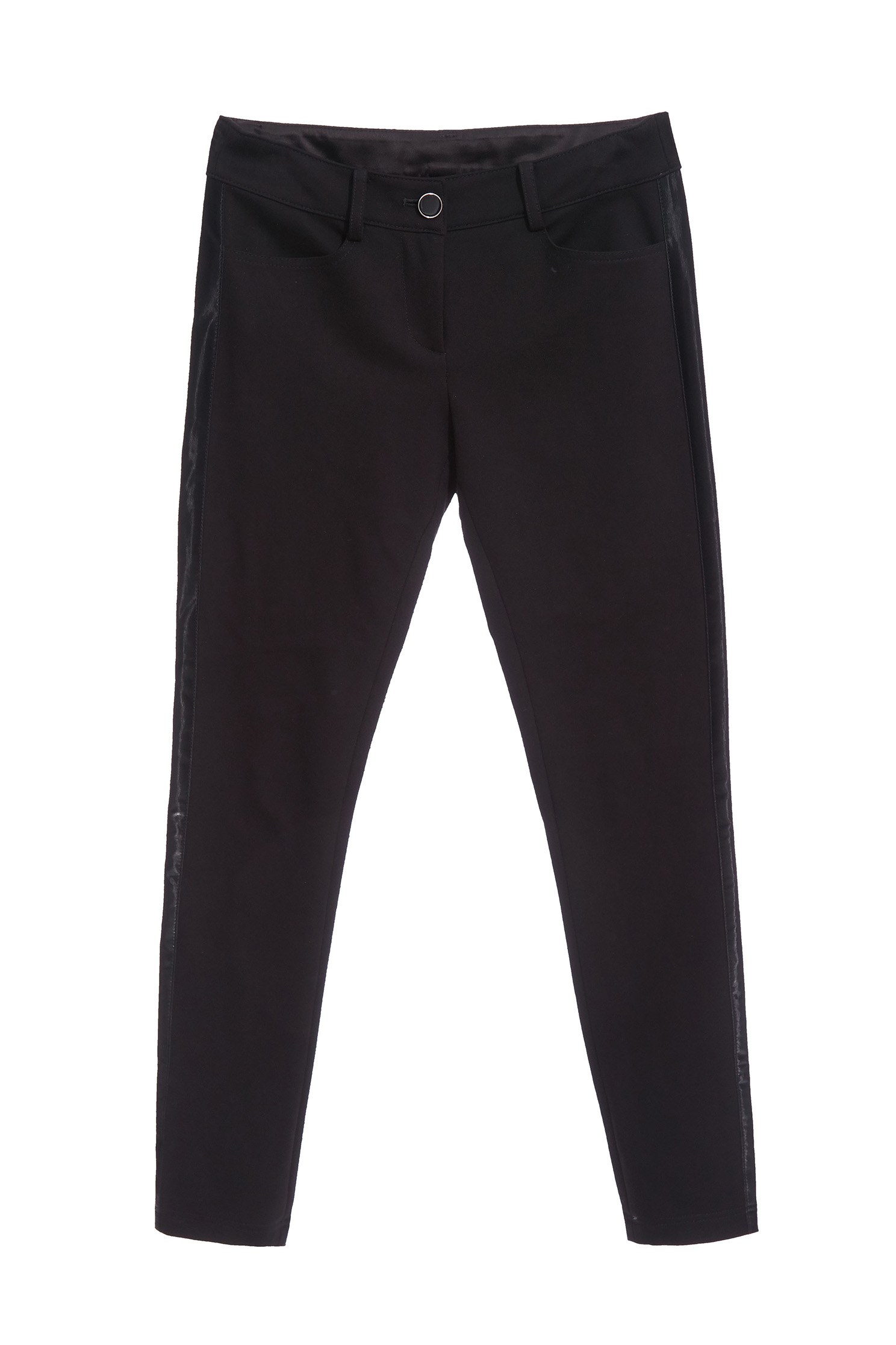 Basic Slim-Fit Black PantsGlossy striped trousers,Season (AW) Look,Skinny pants,pants,Tailored pants,slimlooks,Pants,Black pants,Black trousers