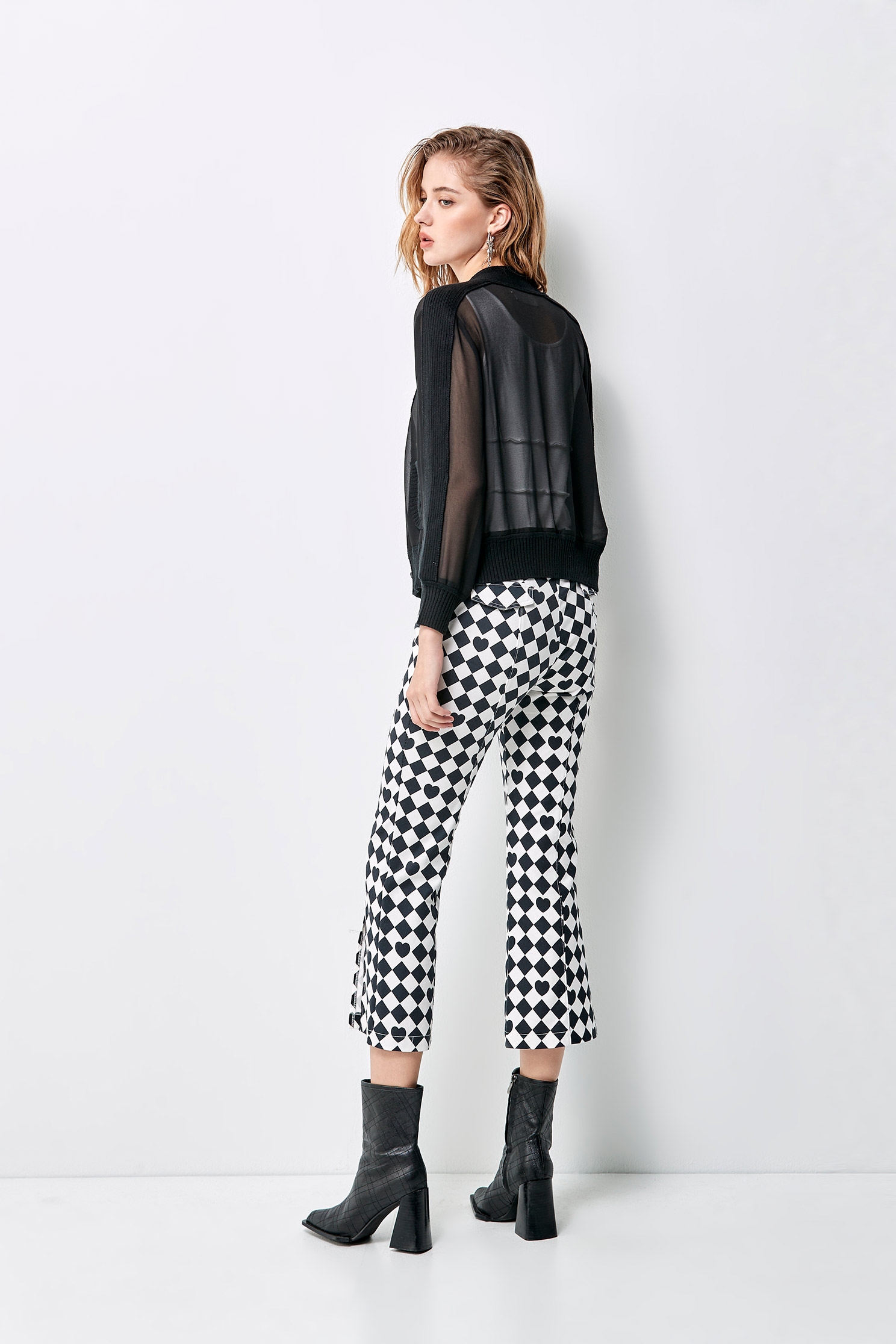 Hearts And Diamond Boot Leg PantsTrousers with heart gingham check print,Season (AW) Look,Skinny pants,Skinny pants,Tailored pants,Pants