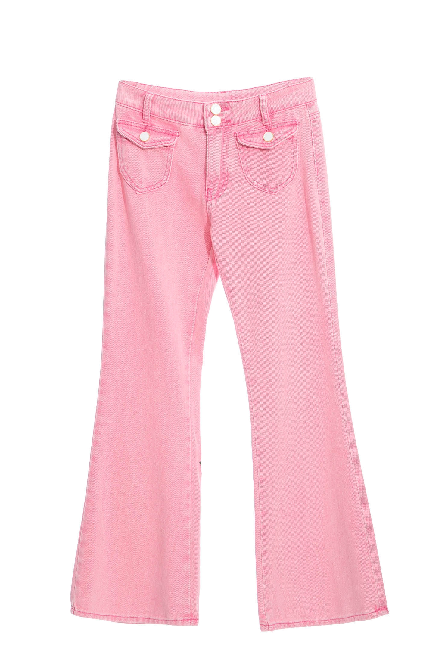 Pink Boot Leg JeansRaspberry pink jeans with American washing treatment,Bell-bottoms,Season (SS) Look,Denim,Jeans,Bell-bottoms