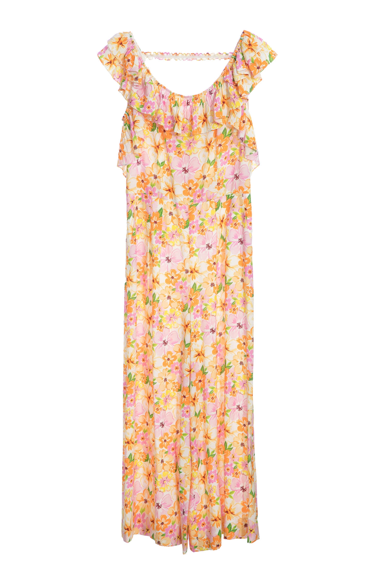 Bright Floral Print Ruffle Detail JumpsuitJumpsuit with garden print,Season (SS) Look,Jumpsuits