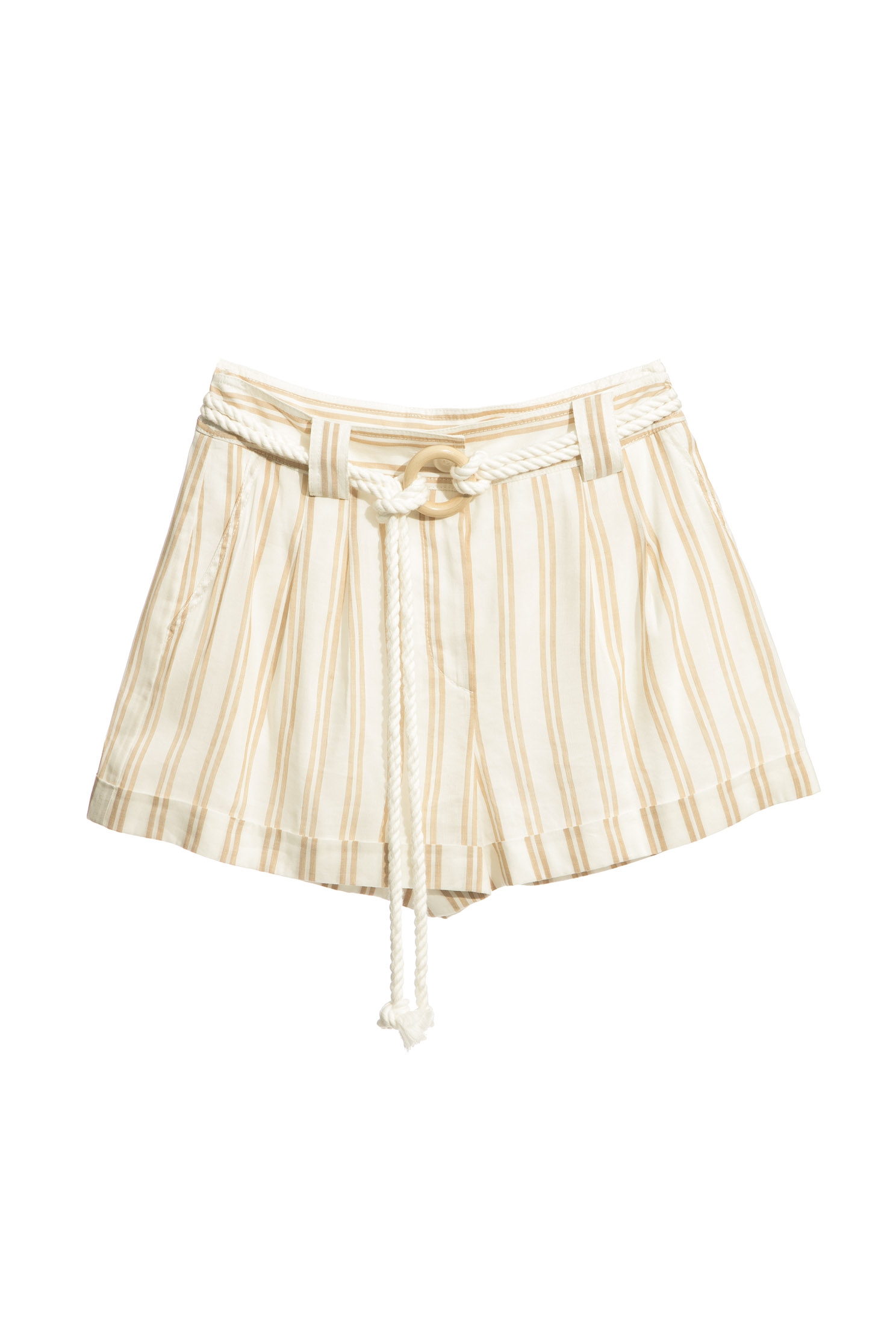 Champagne Stripe Printed Cuff ShortsChampagne striped shorts,Season (SS) Look,Stripe,Shorts,Belts