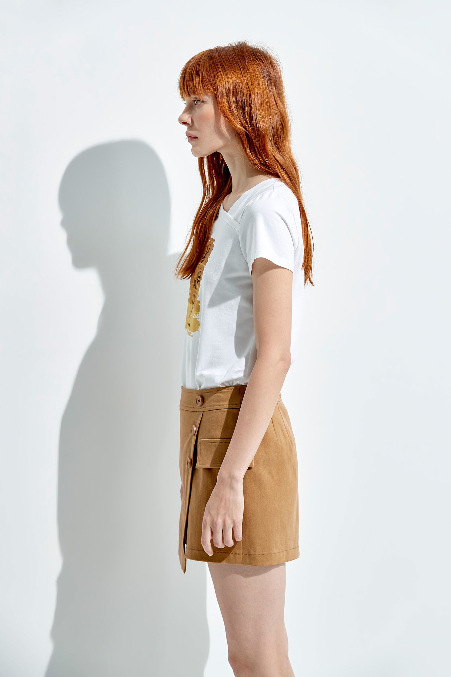 Basic Brown Overlap SkortsSundial color skort,Season (SS) Look,Denim,Mini skirts,Shorts,Skorts