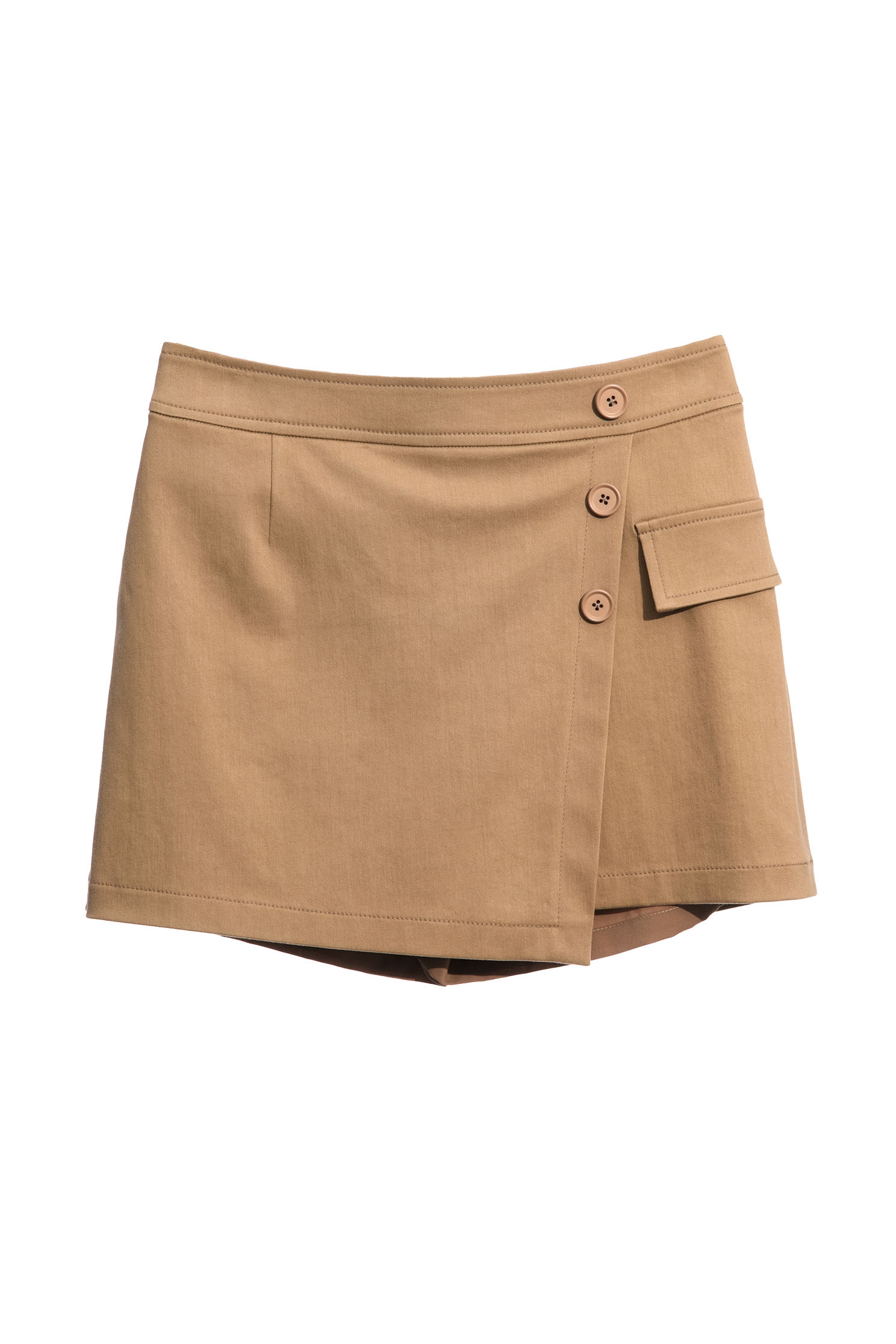 Basic Brown Overlap SkortsSundial color skort,Season (SS) Look,Denim,Mini skirts,Shorts,Skorts