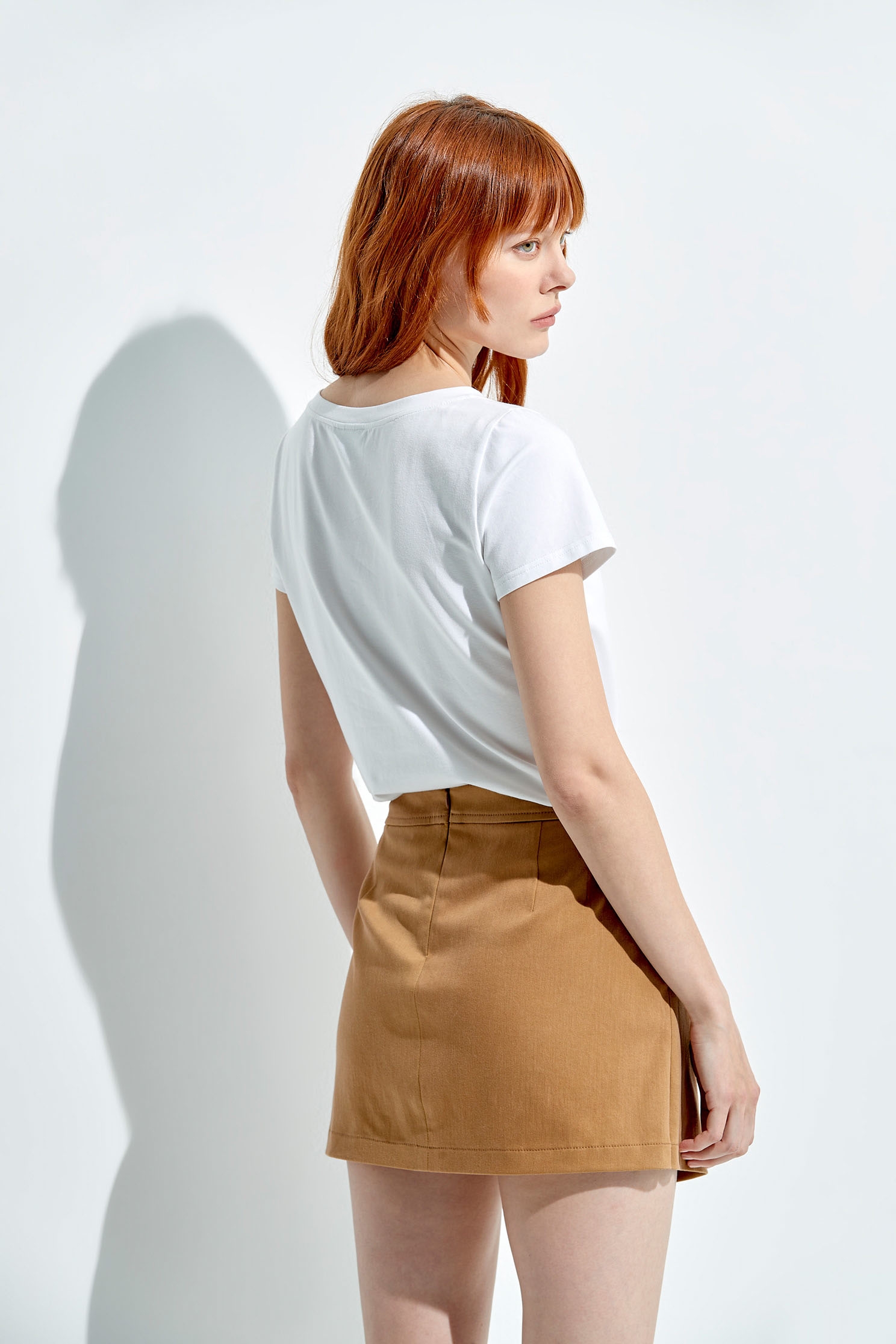 Basic Brown Overlap SkortsSundial color skort,Season (SS) Look,Denim,Mini skirts,Shorts,Skorts