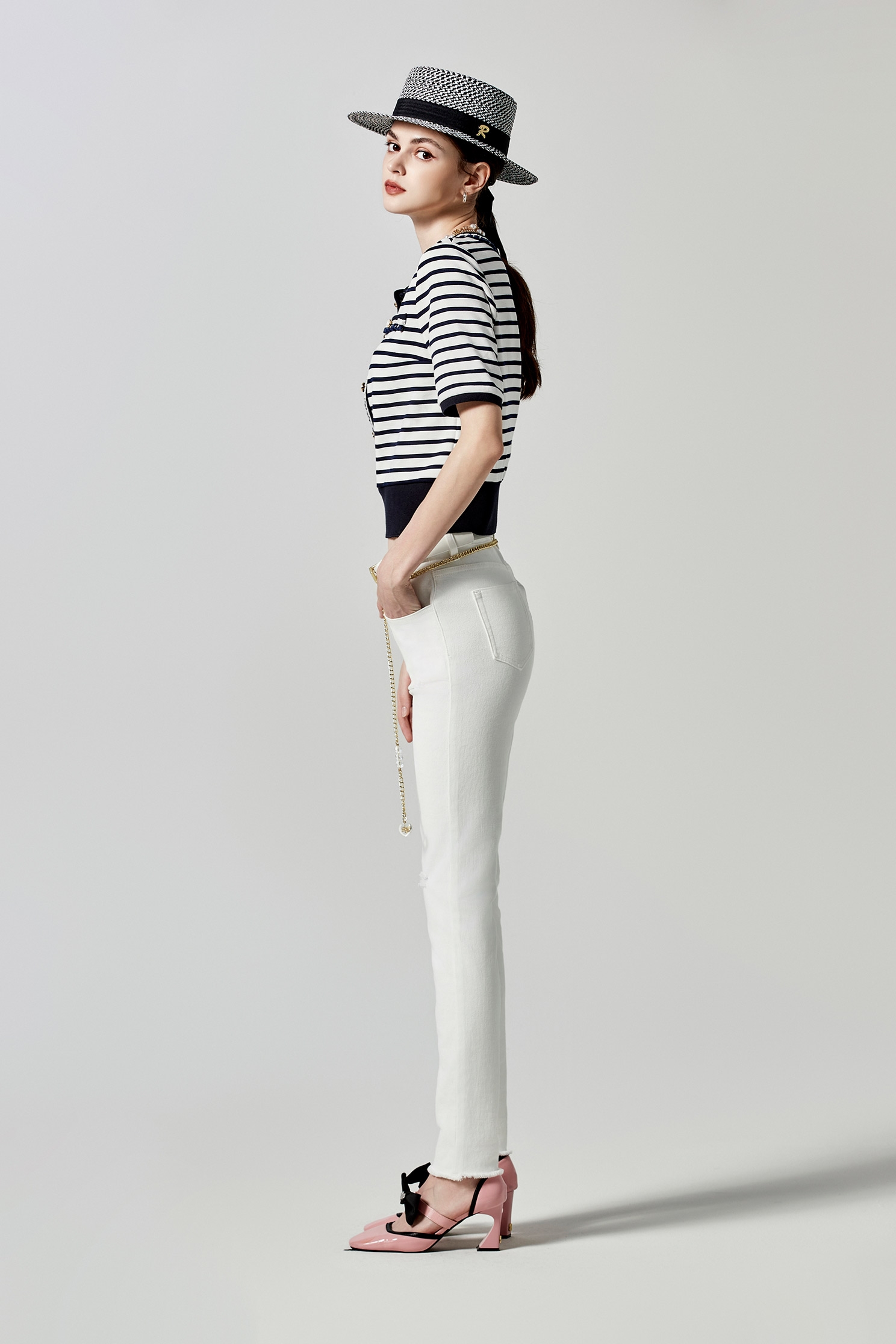 Distress Slim Fit White JeansDistress Slim Fit White Jeans,Season (SS) Look,Denim,Jeans